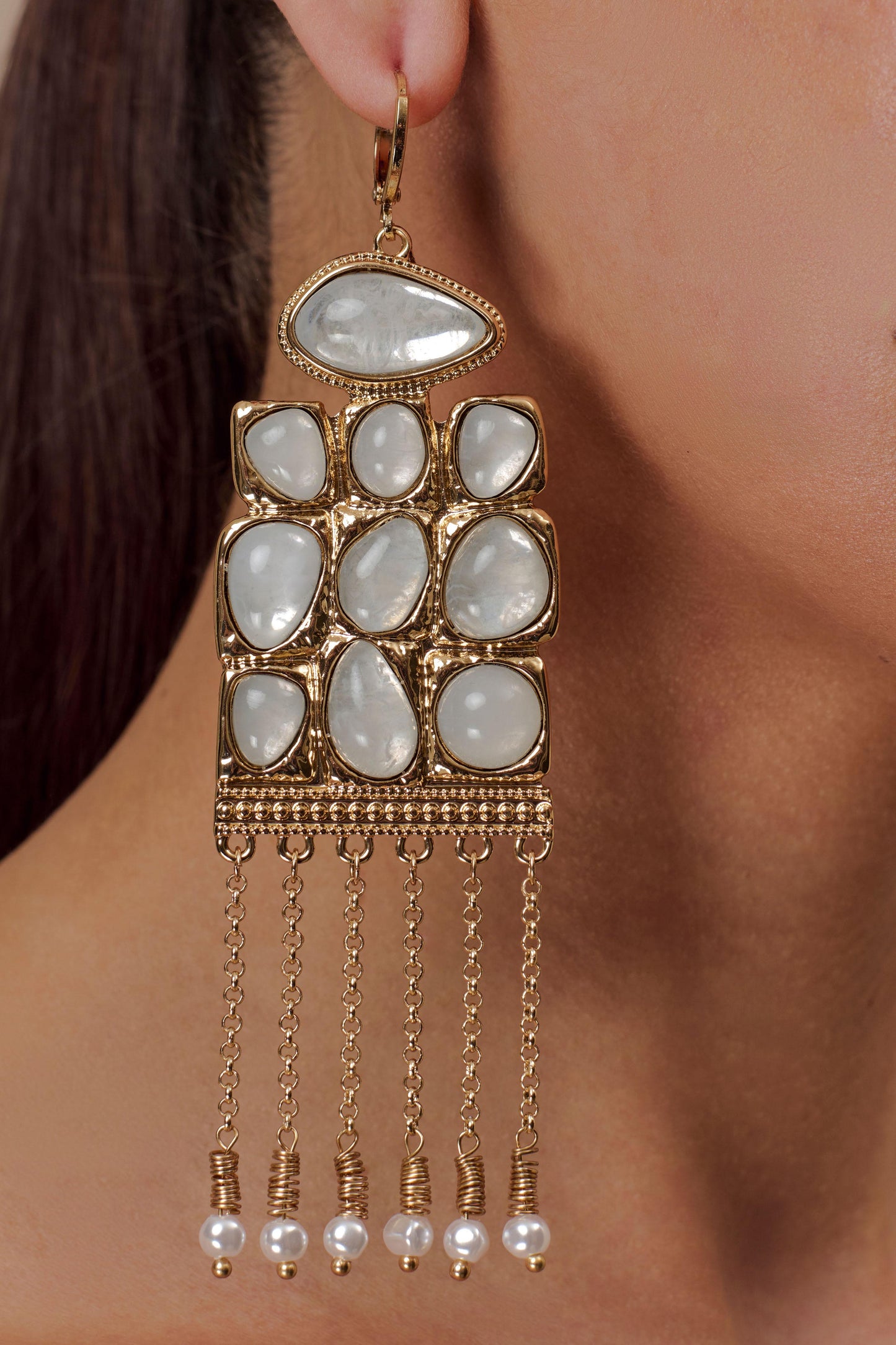 Annika Horizontal Resin Drop Earrings - Gold