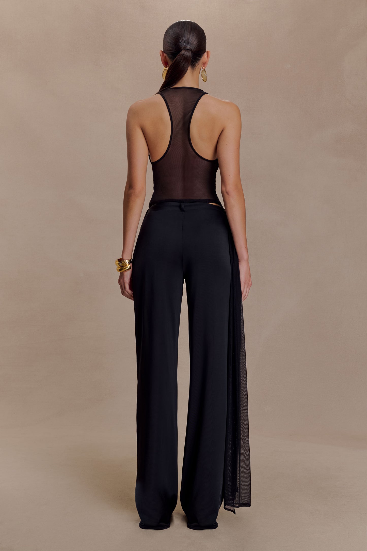 Aspyn Slinky And Mesh Top - Black