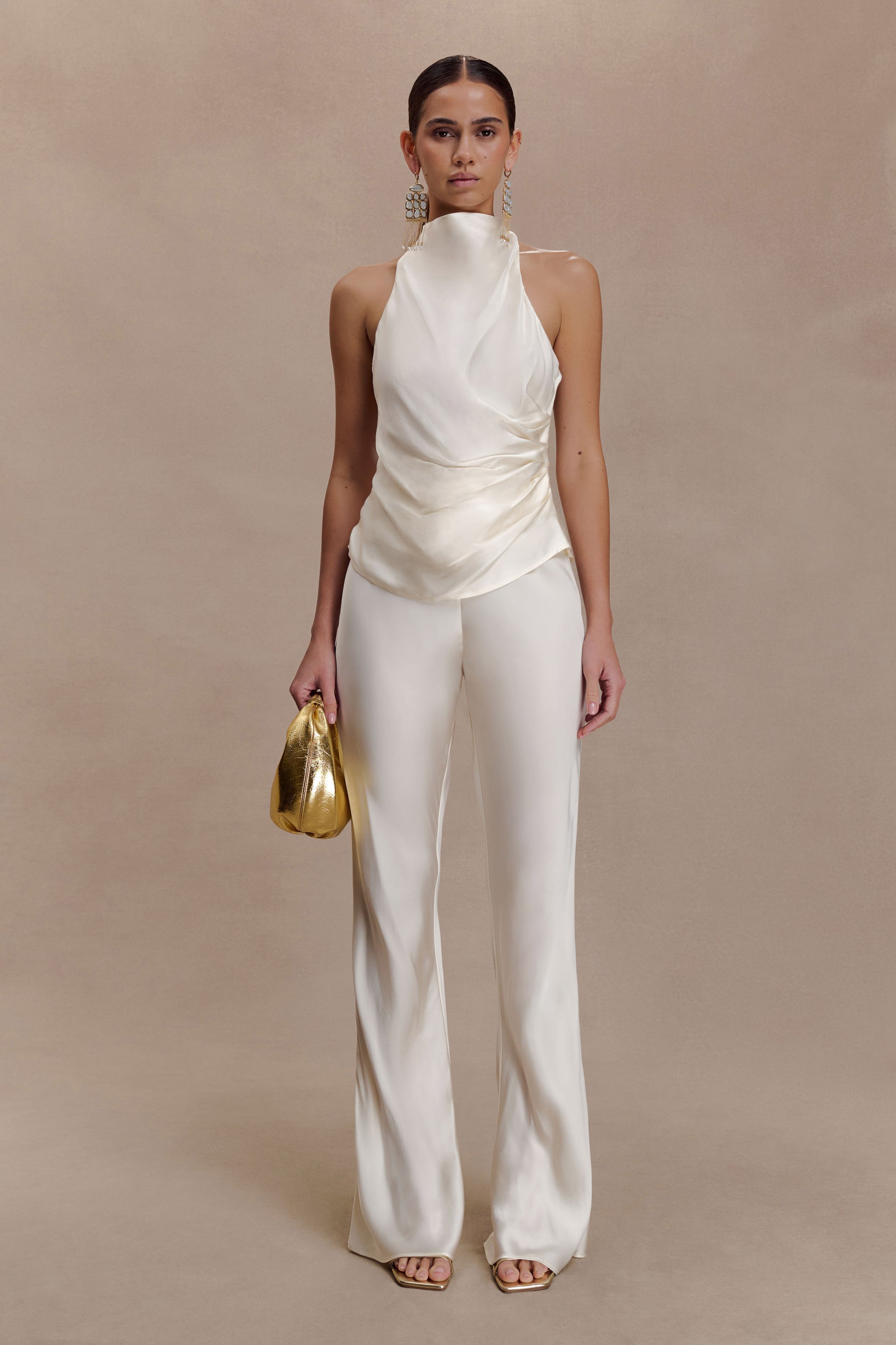 Bianca Satin Halter Top - Ivory #7