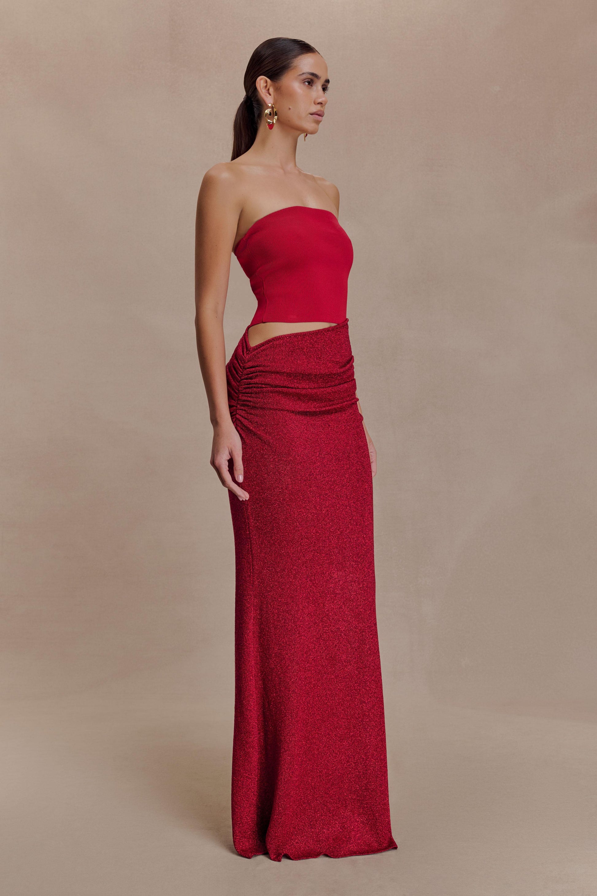 Jasiel Strapless Knit Maxi Dress - Red #6