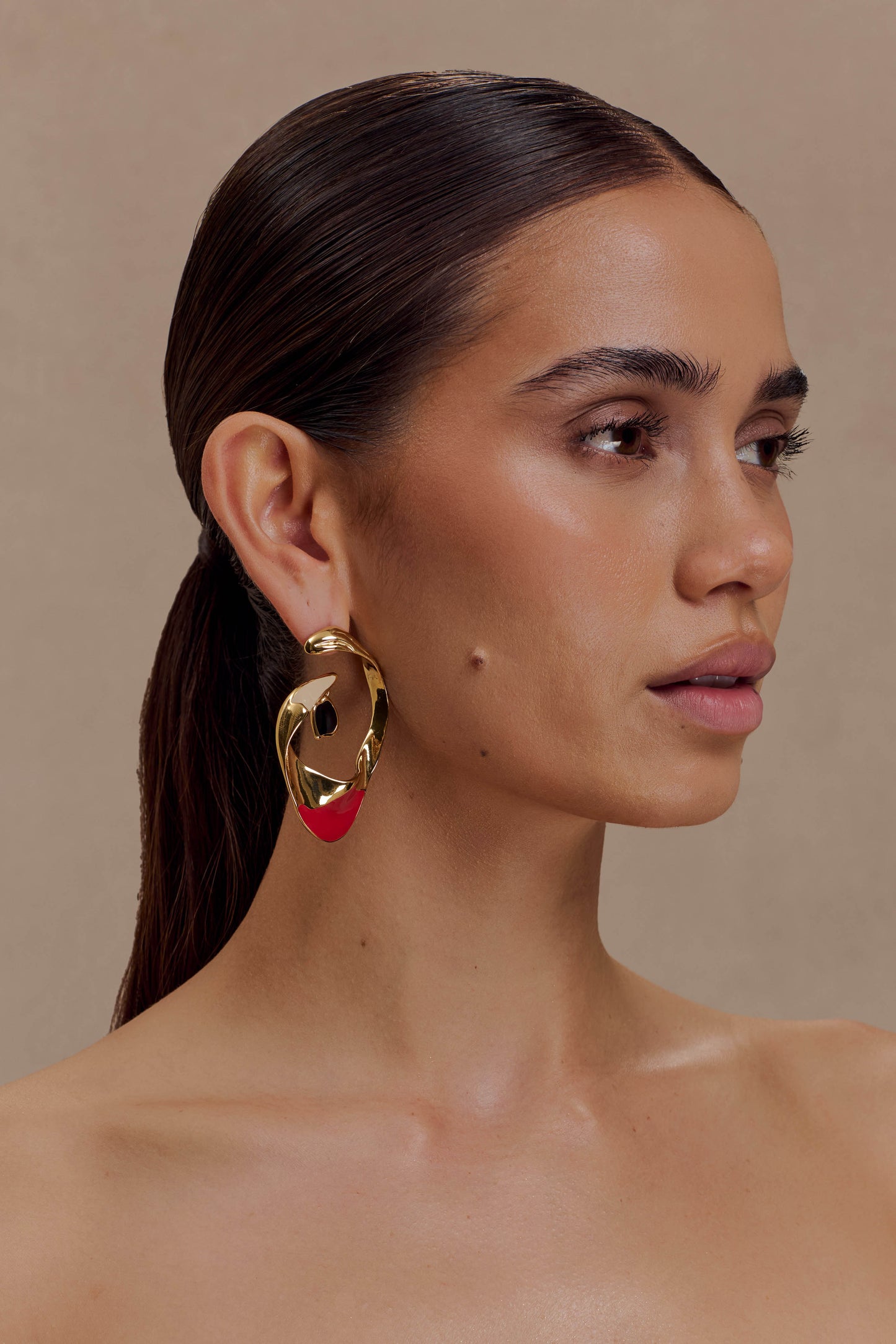 Marna Large Hoop Earrings With Stones - Gold