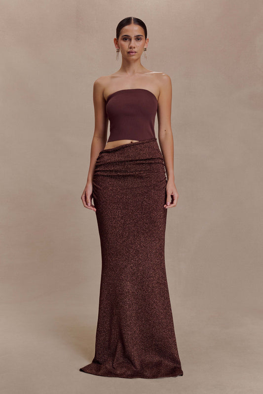 Jasiel Strapless Knit Maxi Dress - Chocolate