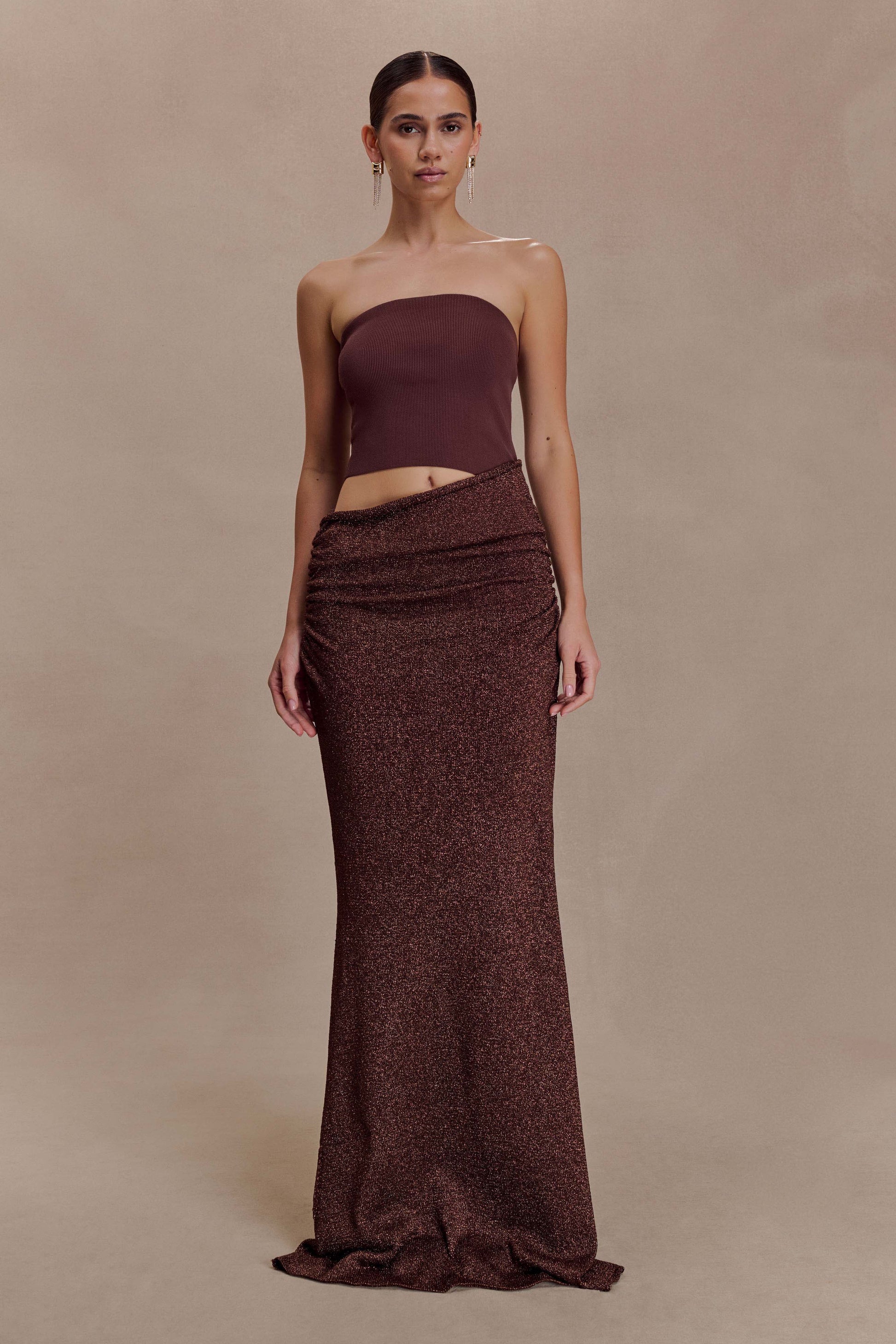 Jasiel Strapless Knit Maxi Dress - Chocolate #7