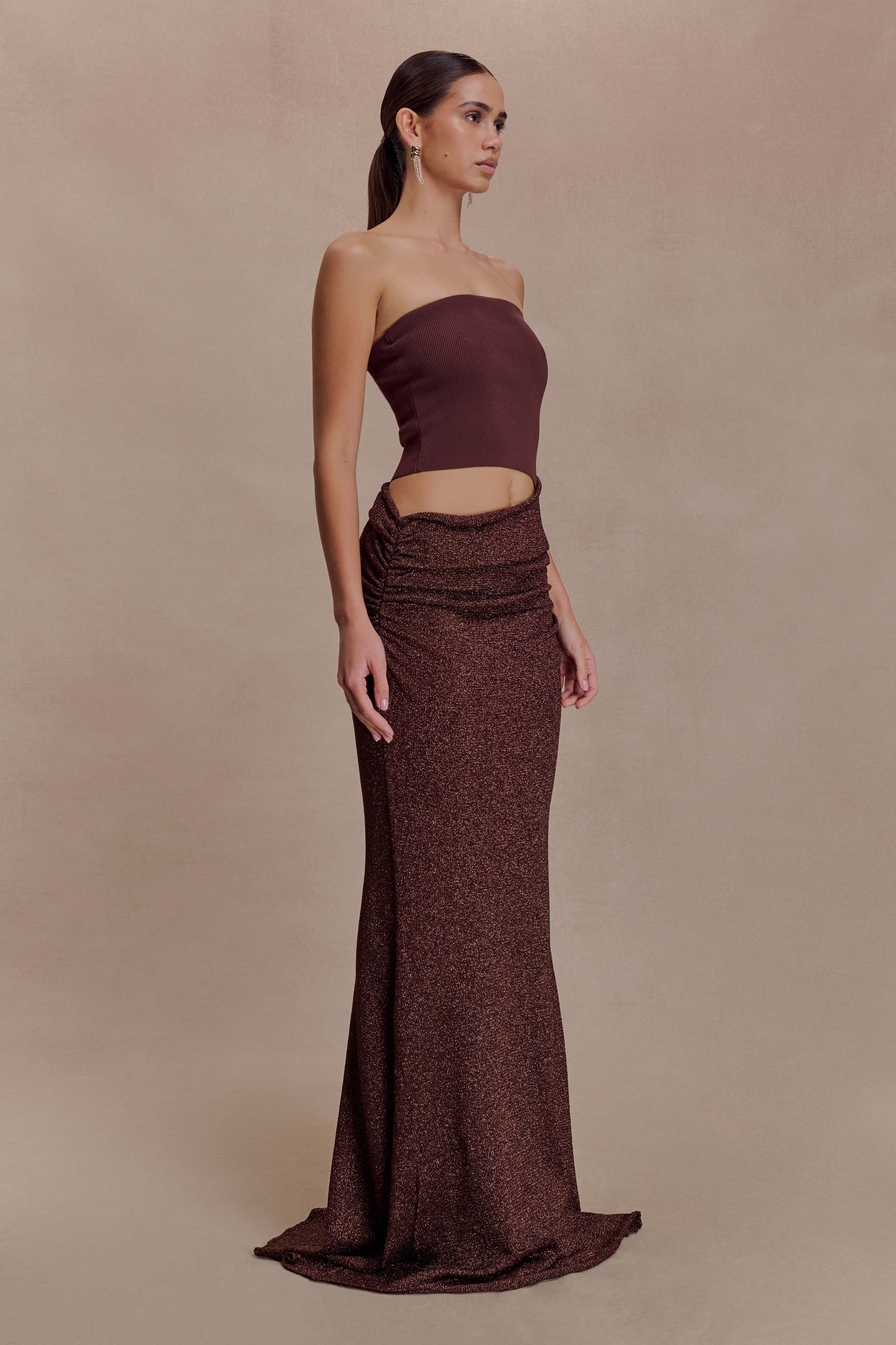 Jasiel Strapless Knit Maxi Dress - Chocolate #6