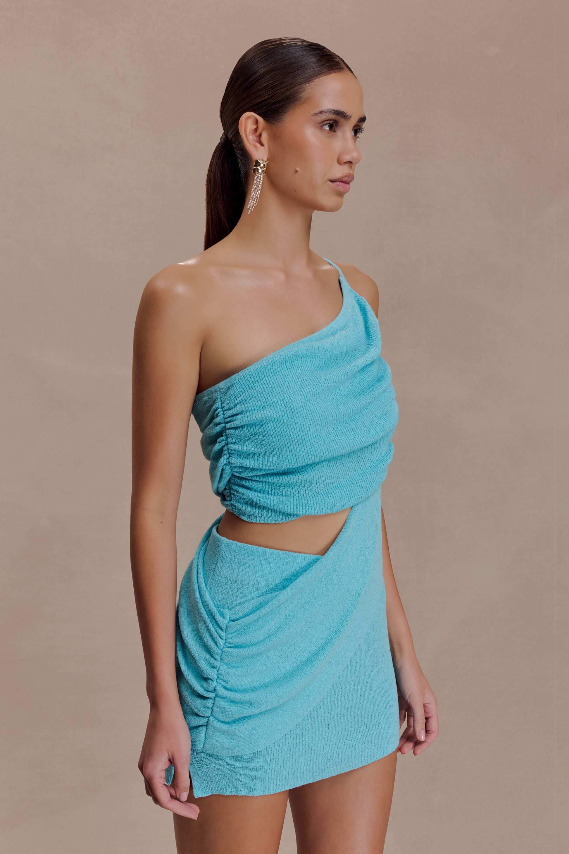 Corah Drape Knit Top - Cyan Blue #2