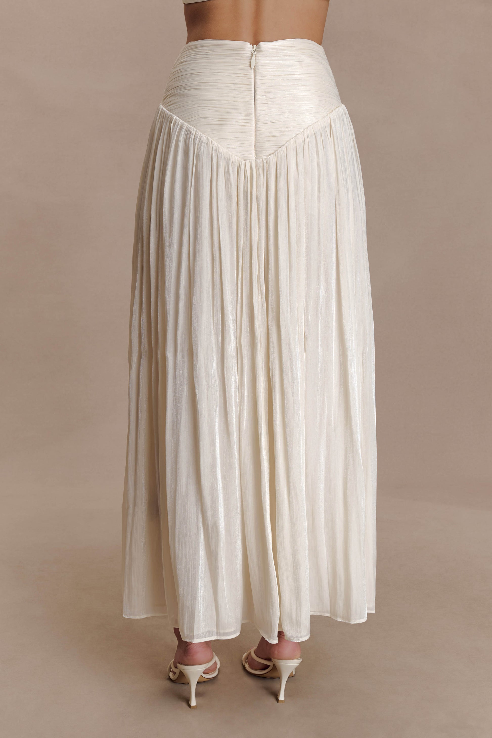 Makena Gathered Midi Skirt - Opal White #9