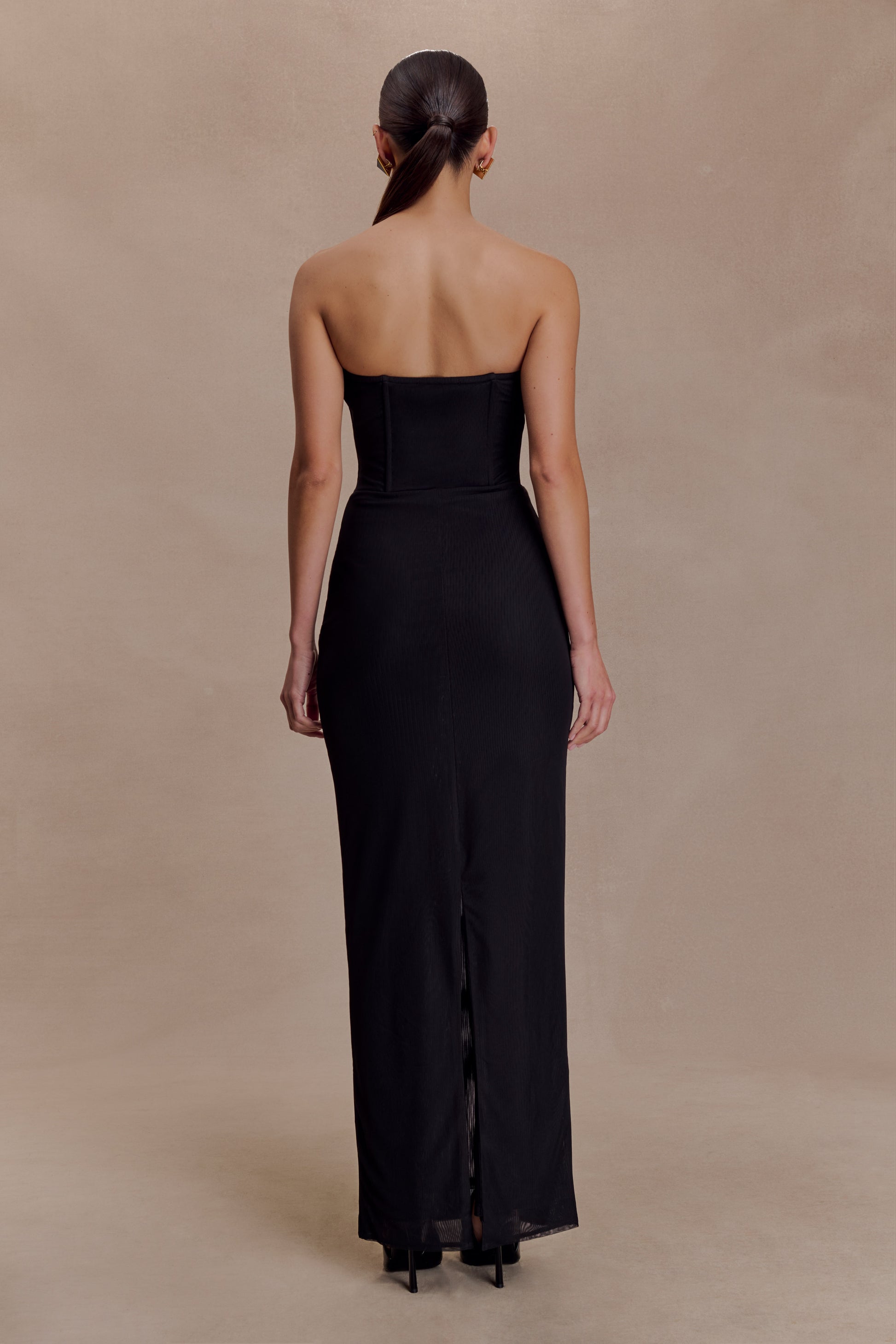 Gemma Strapless Mesh Maxi Dress - Black #2