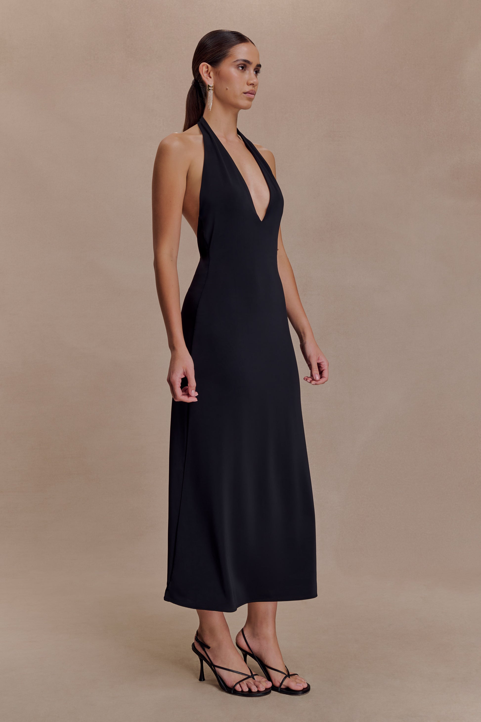 Genie Slinky Halter Midi Dress - Black #4