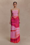 Roisin Slinky Maxi Dress - Pink Sunset Print