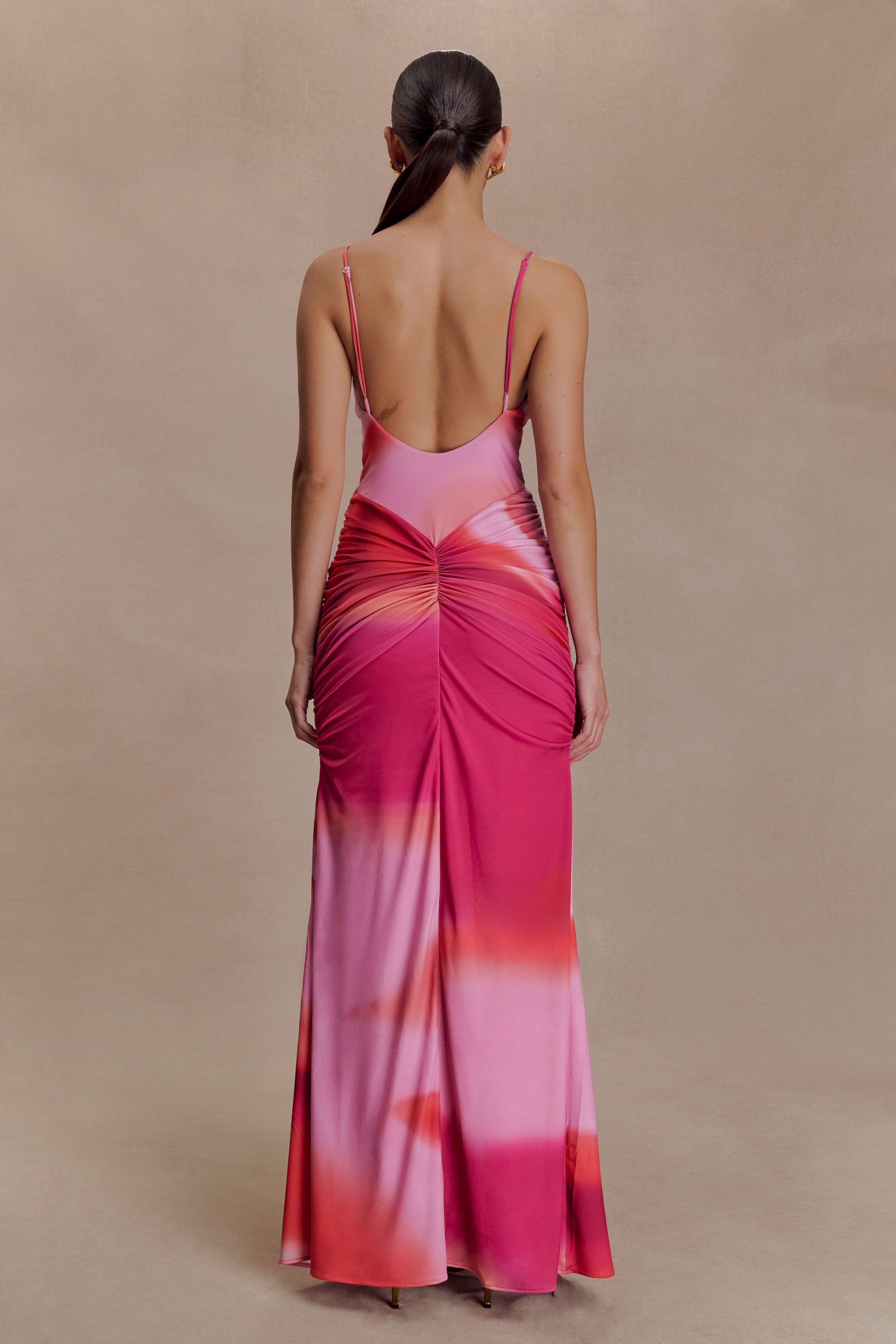 Roisin Slinky Maxi Dress - Pink Sunset Print #2