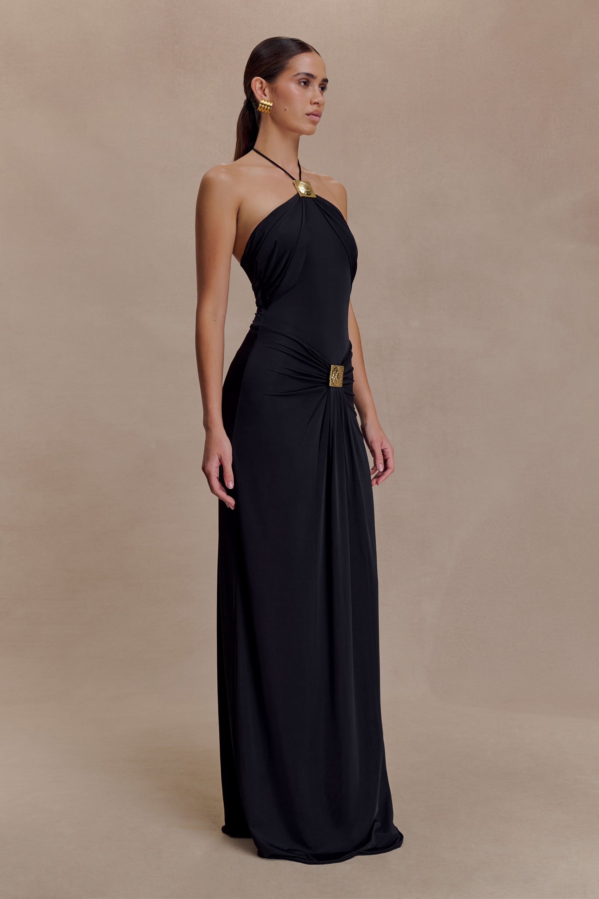 Quincy Halter Maxi Dress With Hardware - Black #3