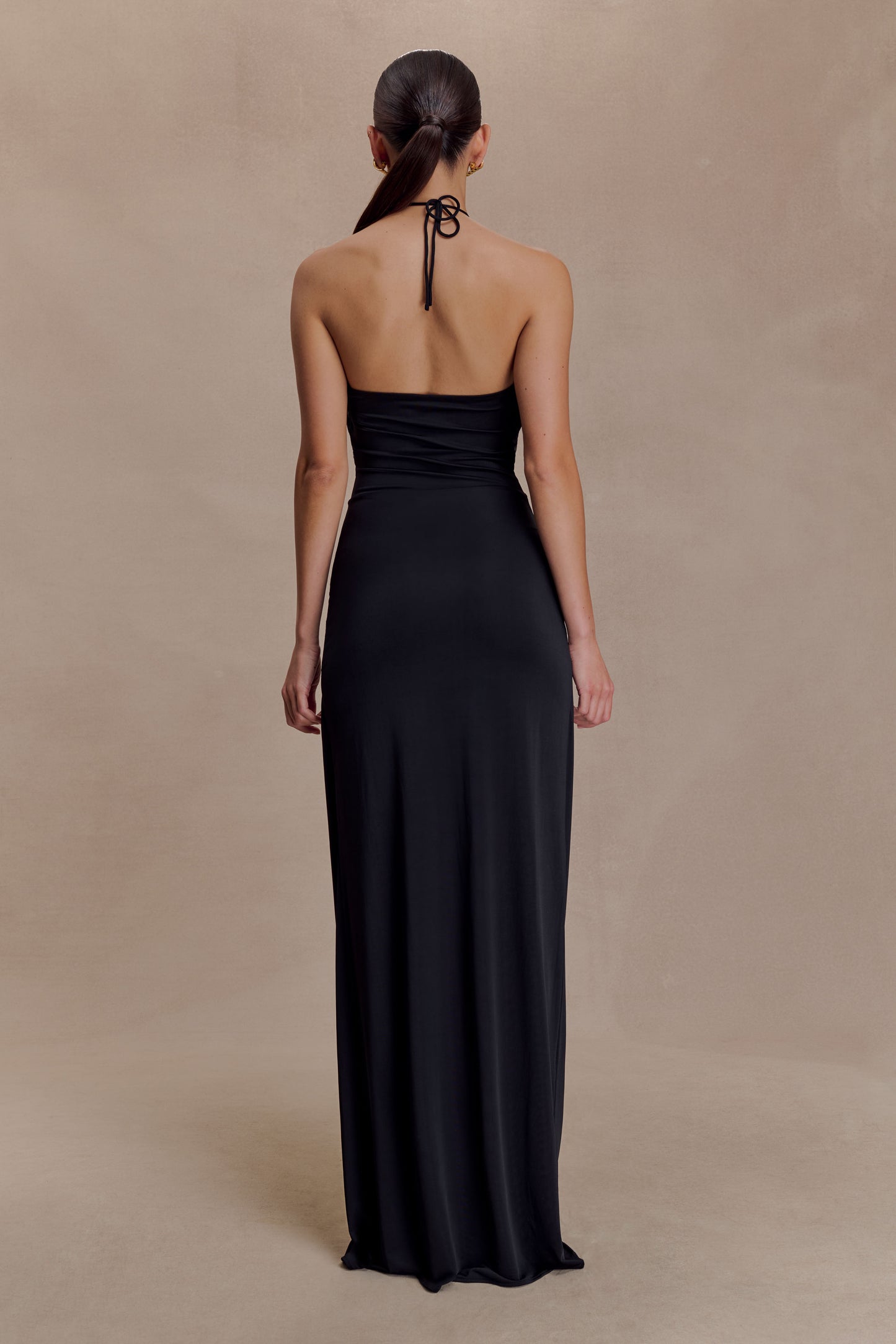 Quincy Halter Maxi Dress With Hardware - Black