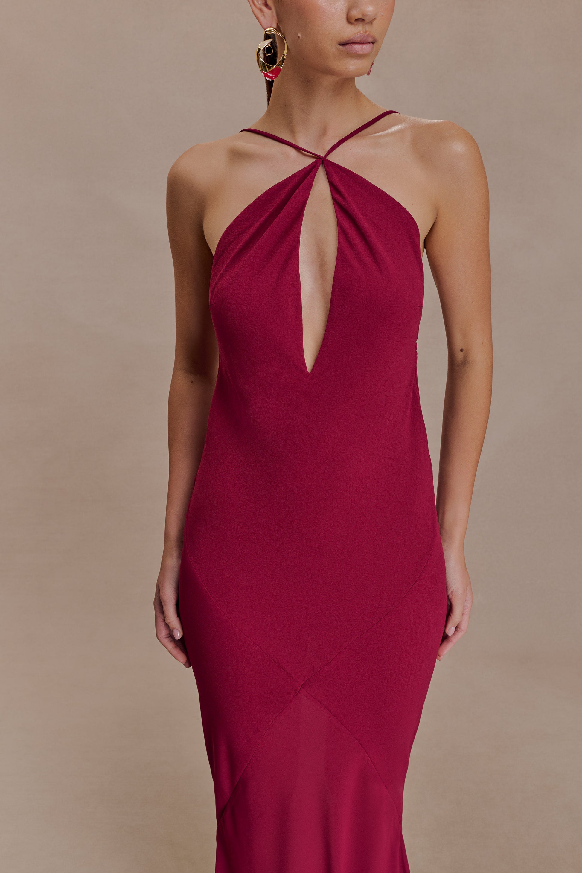 Nerea Slip Halter Maxi Dress - Cherry Red #6