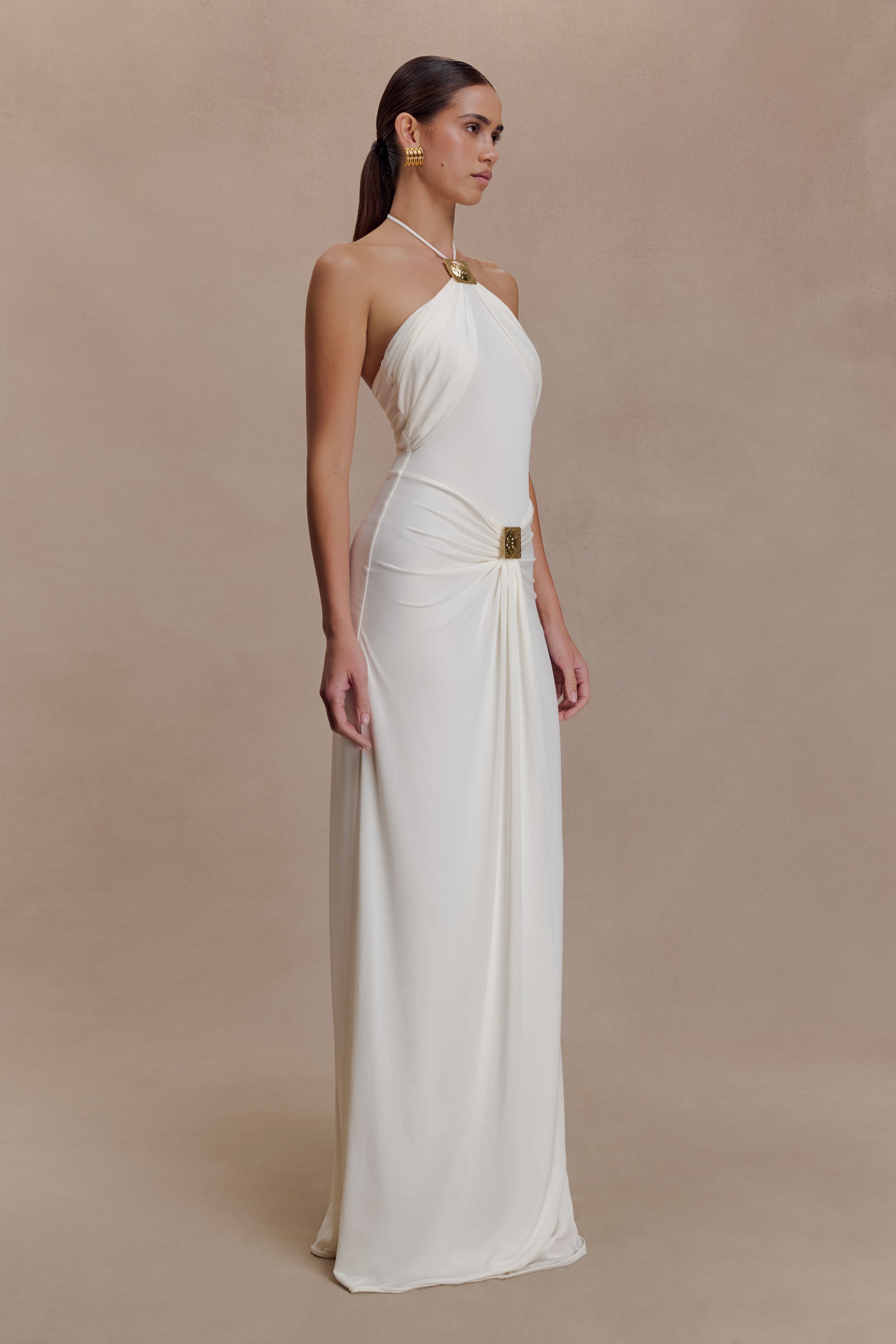 Quincy Halter Maxi Dress With Hardware - Ivory #3
