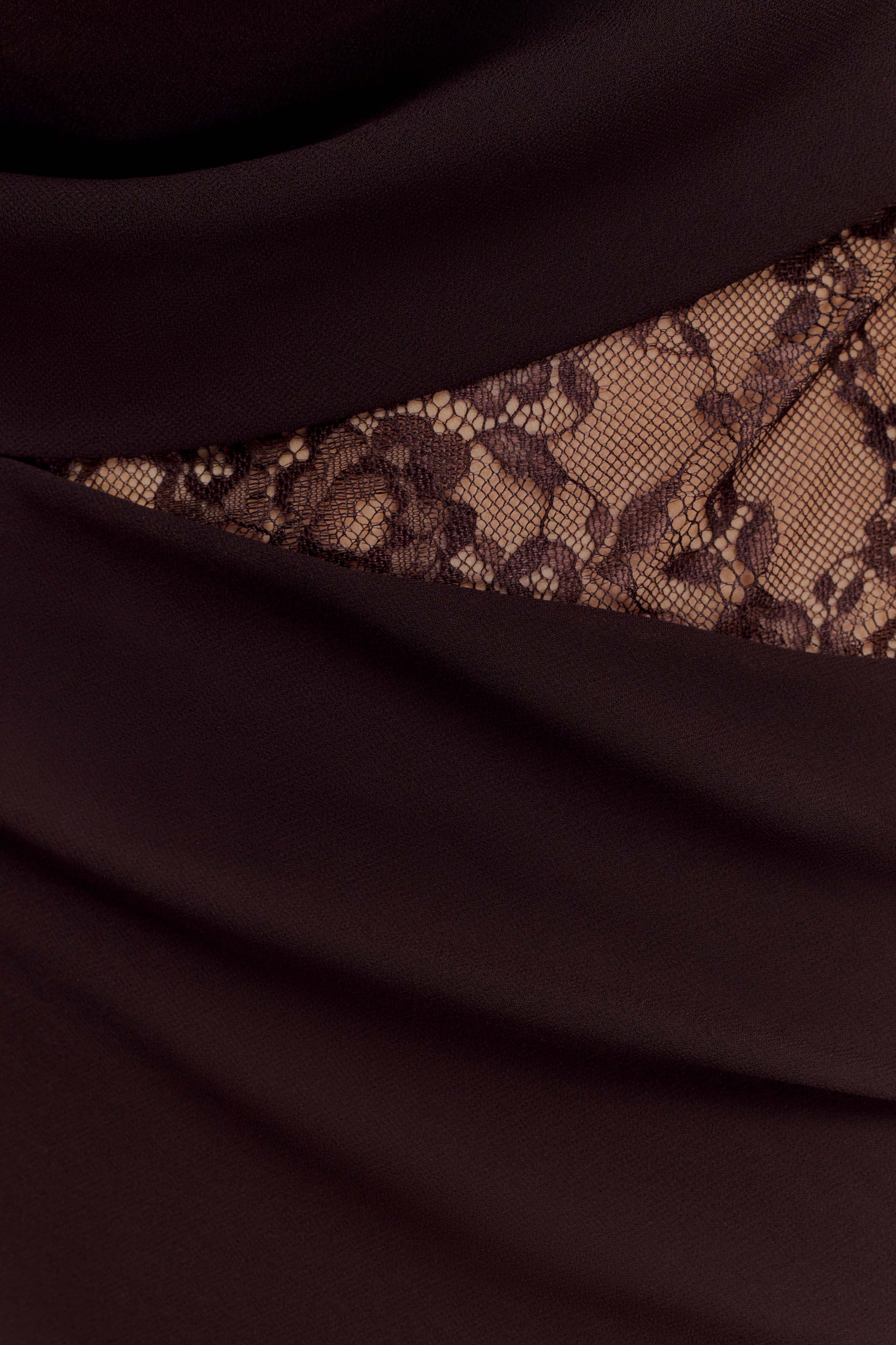 Arra Chiffon And Lace Halter Maxi Dress - Cacao Brown #7