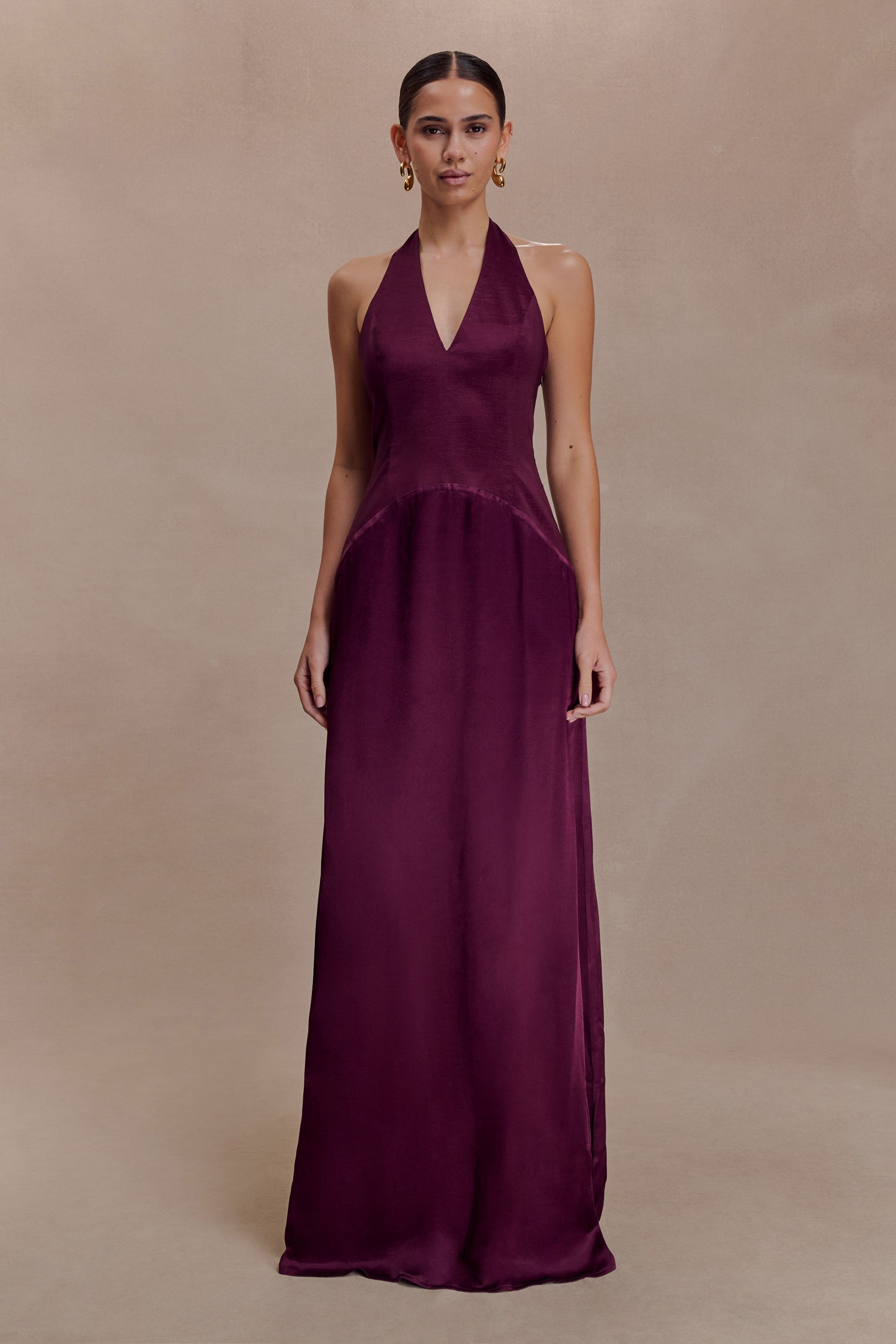 Maura Taffeta And Satin Maxi Dress - Wine