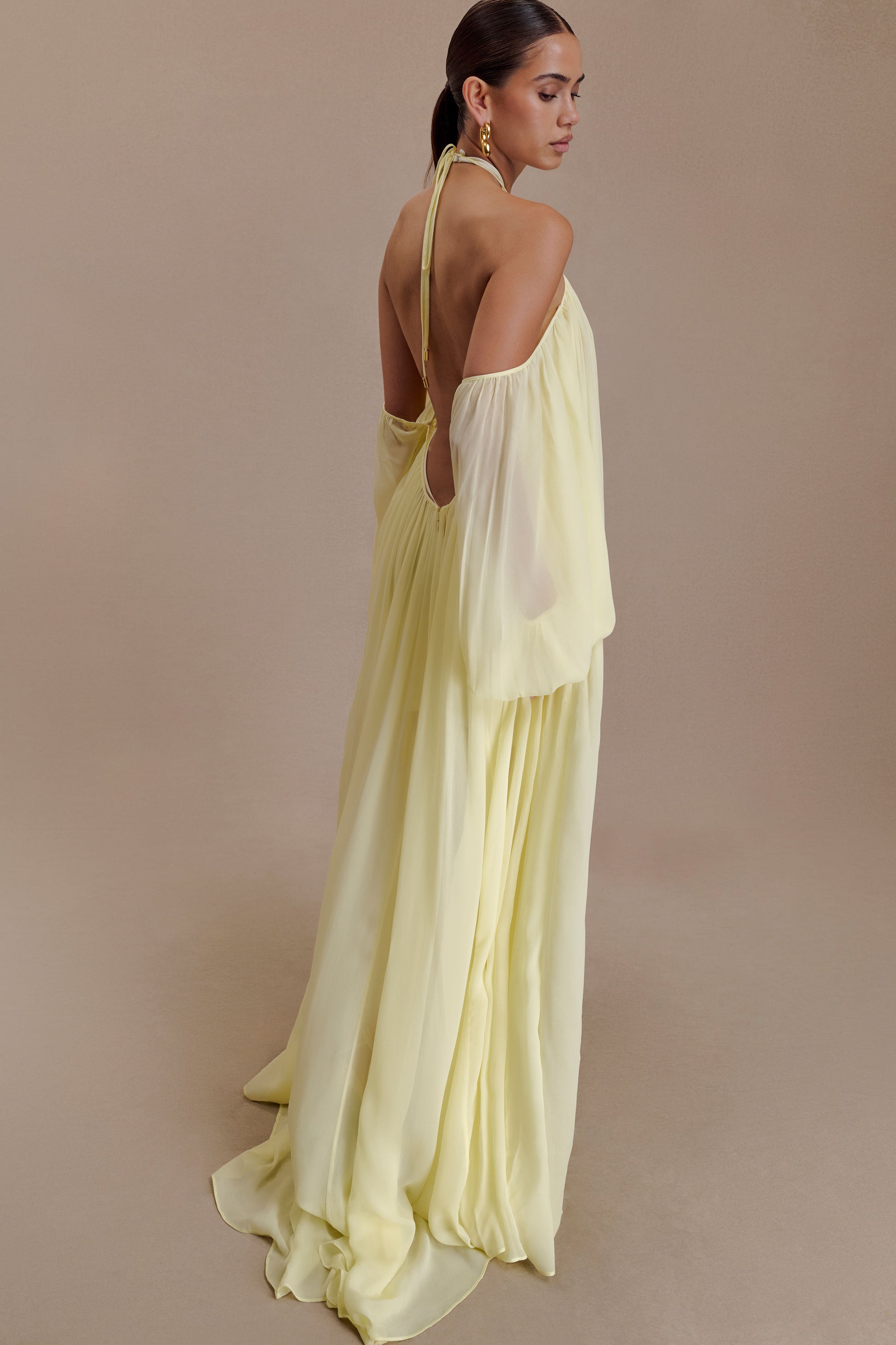 Janni Chiffon Maxi Dress With Hardware - Lemon Lime #6