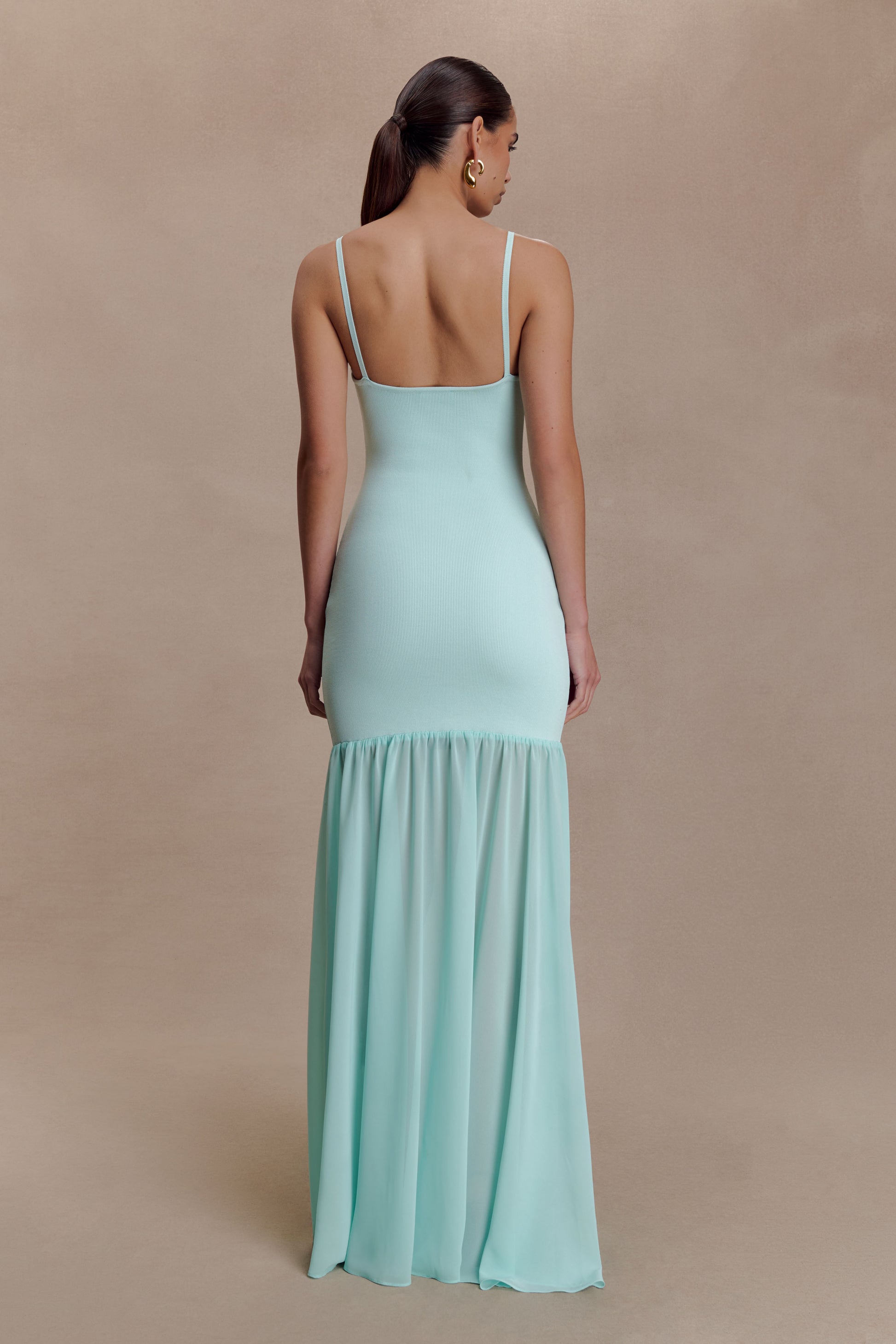 Deanne Bandage And Chiffon Knit Maxi Dress - Blue #2
