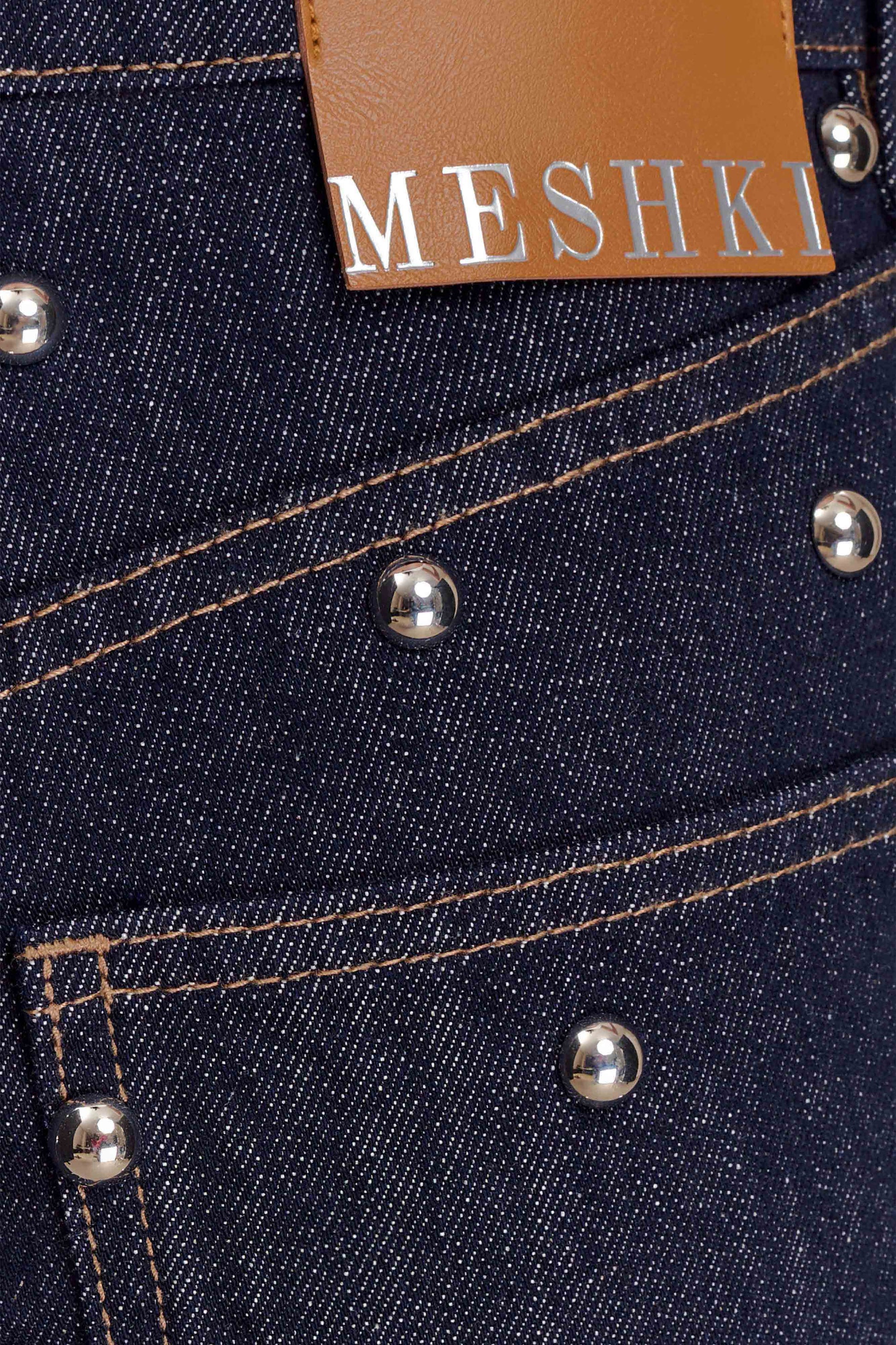 Alima Mid Rise Stud Denim Jeans - Washed Indigo Blue #10