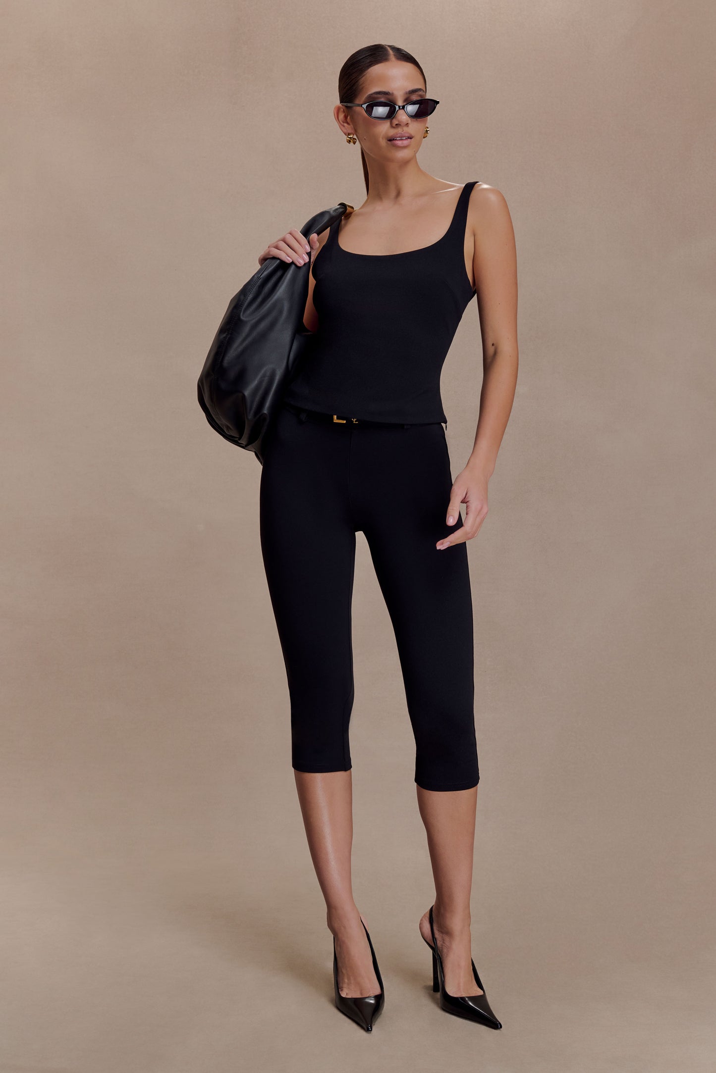 Blanca Stretch Crepe Capri Pants - Black