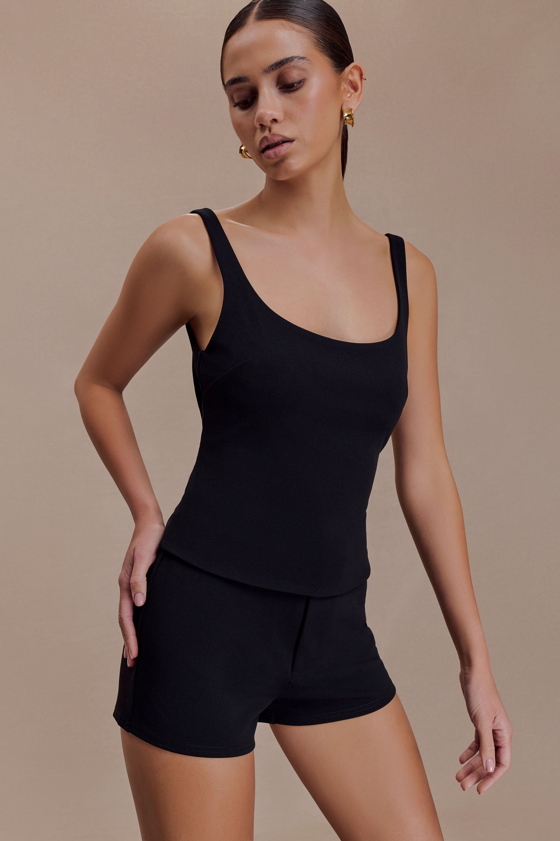 Blanca Stretch Crepe Cami Top - Black #3
