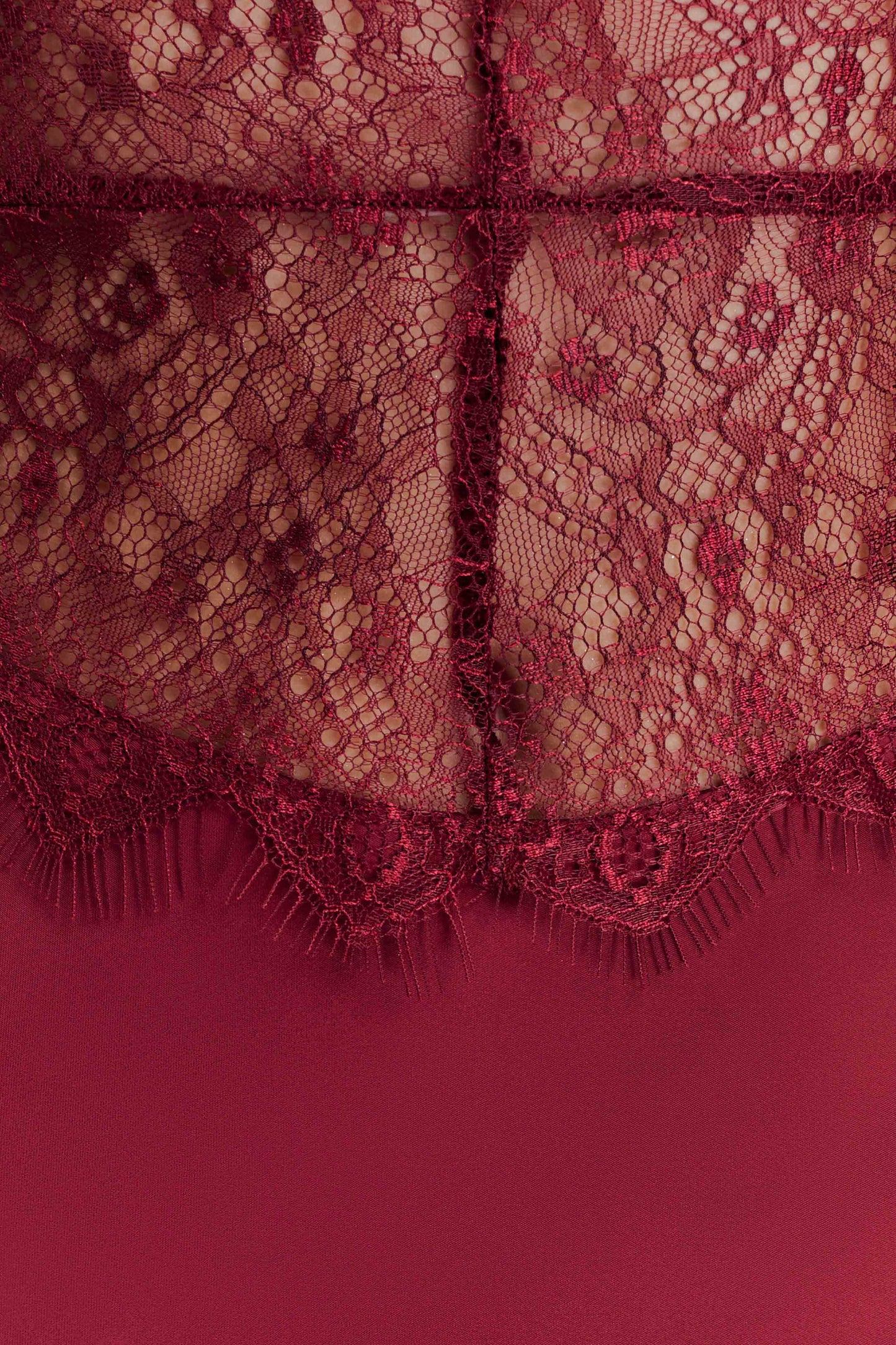 Kaya Long Sleeve Satin And Mesh Maxi Dress - Wine