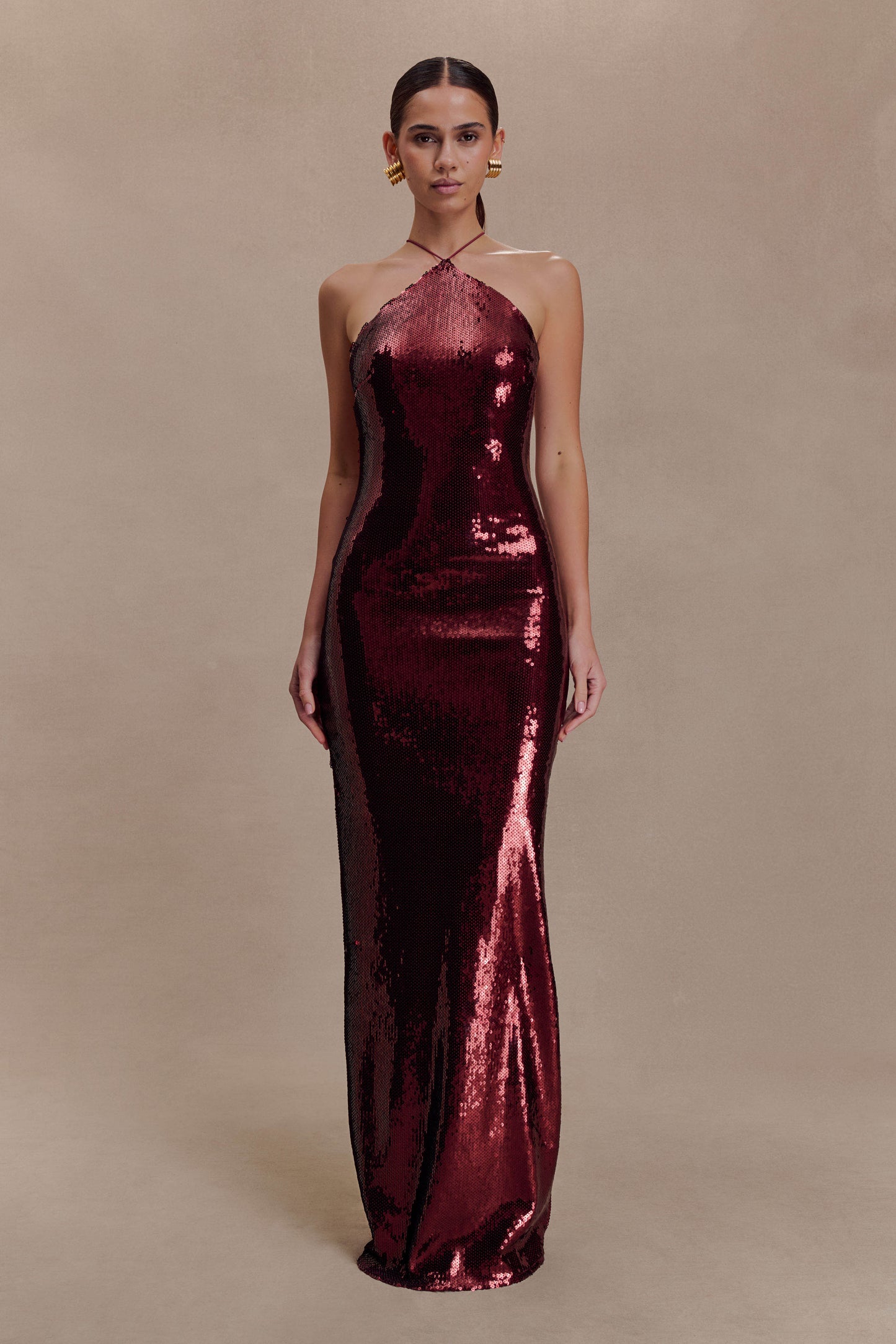 Baldwin Sequin Cut Out Maxi Dress - Mahogany
