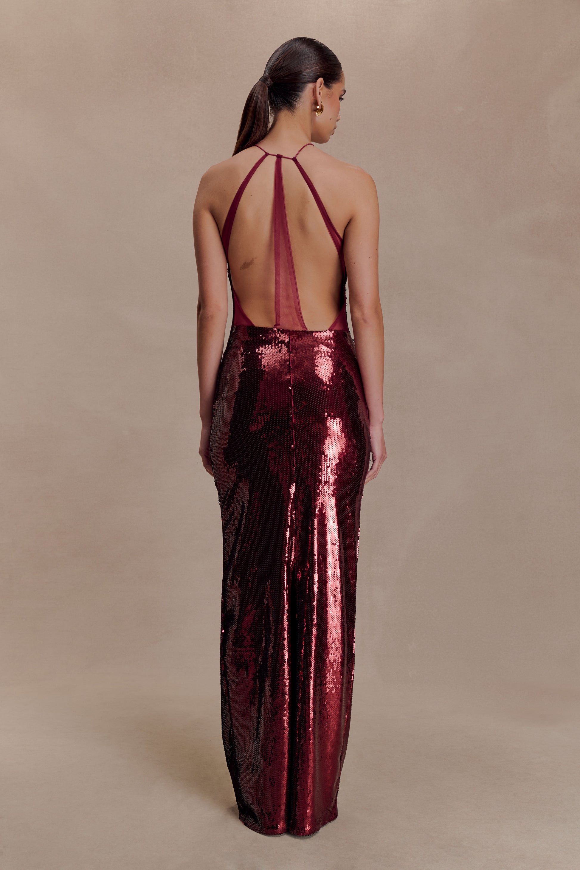 Baldwin Sequin Cut Out Maxi Dress - Mahogany #2