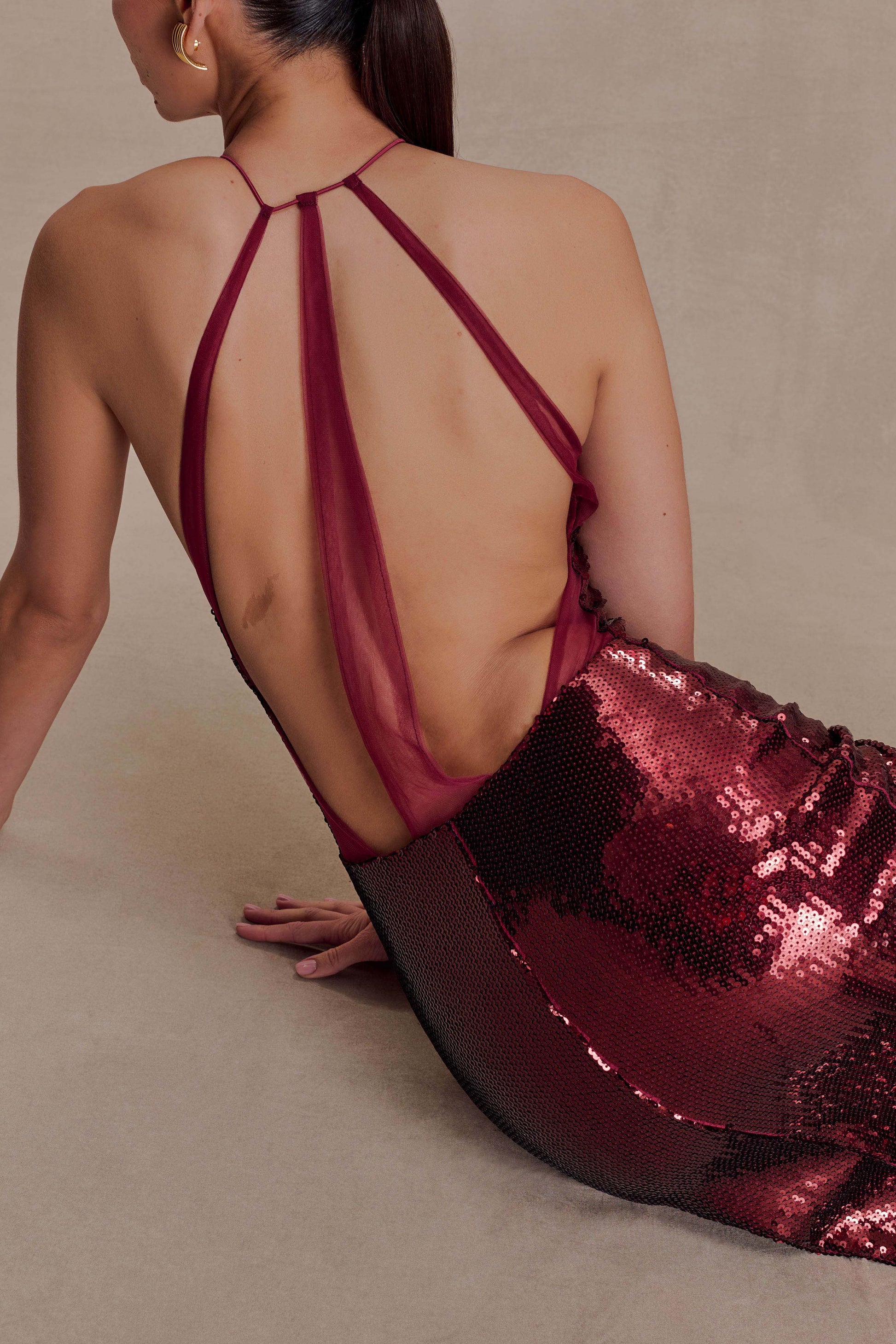 Baldwin Sequin Cut Out Maxi Dress - Mahogany #6