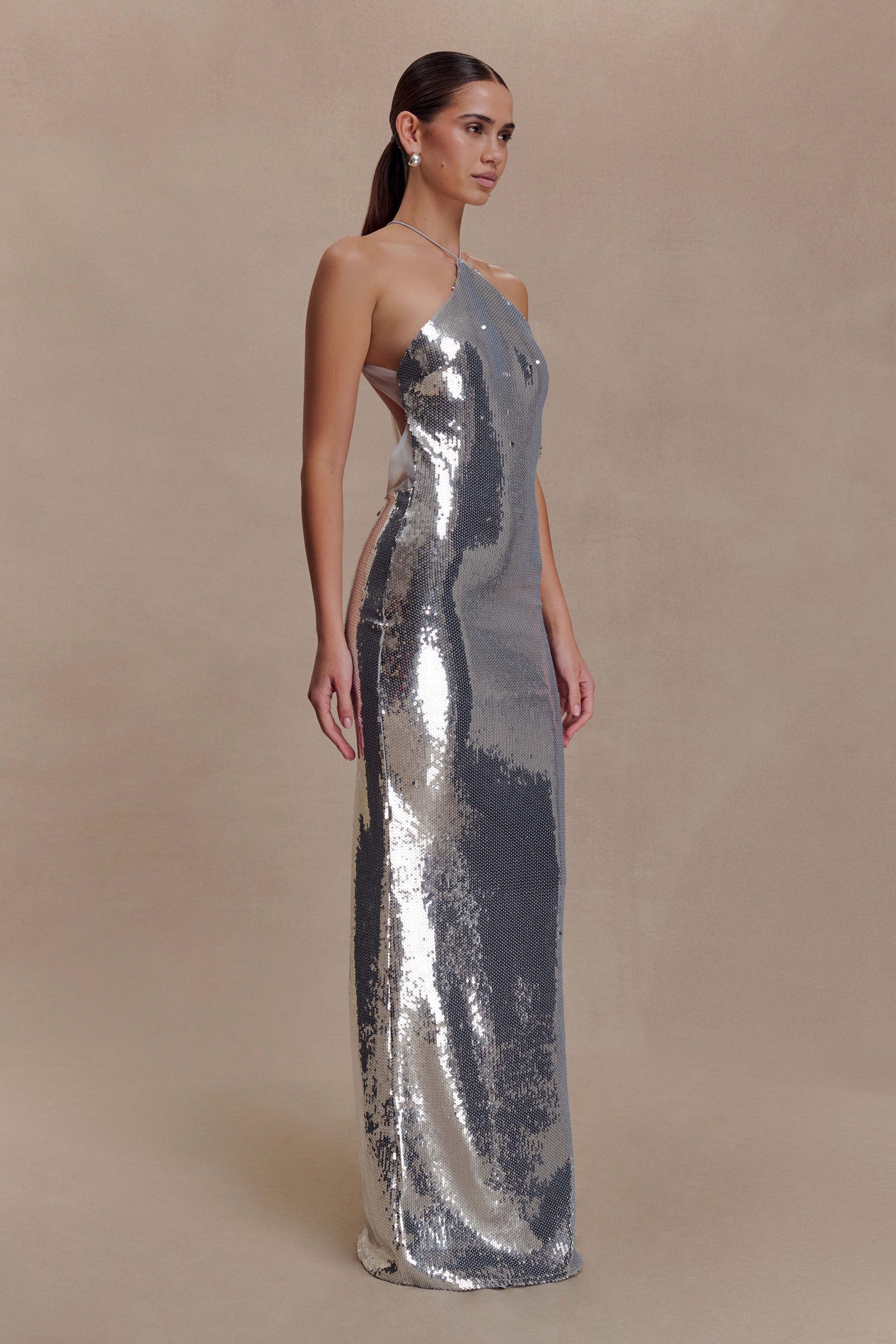 Baldwin Sequin Cut Out Maxi Dress - Silver