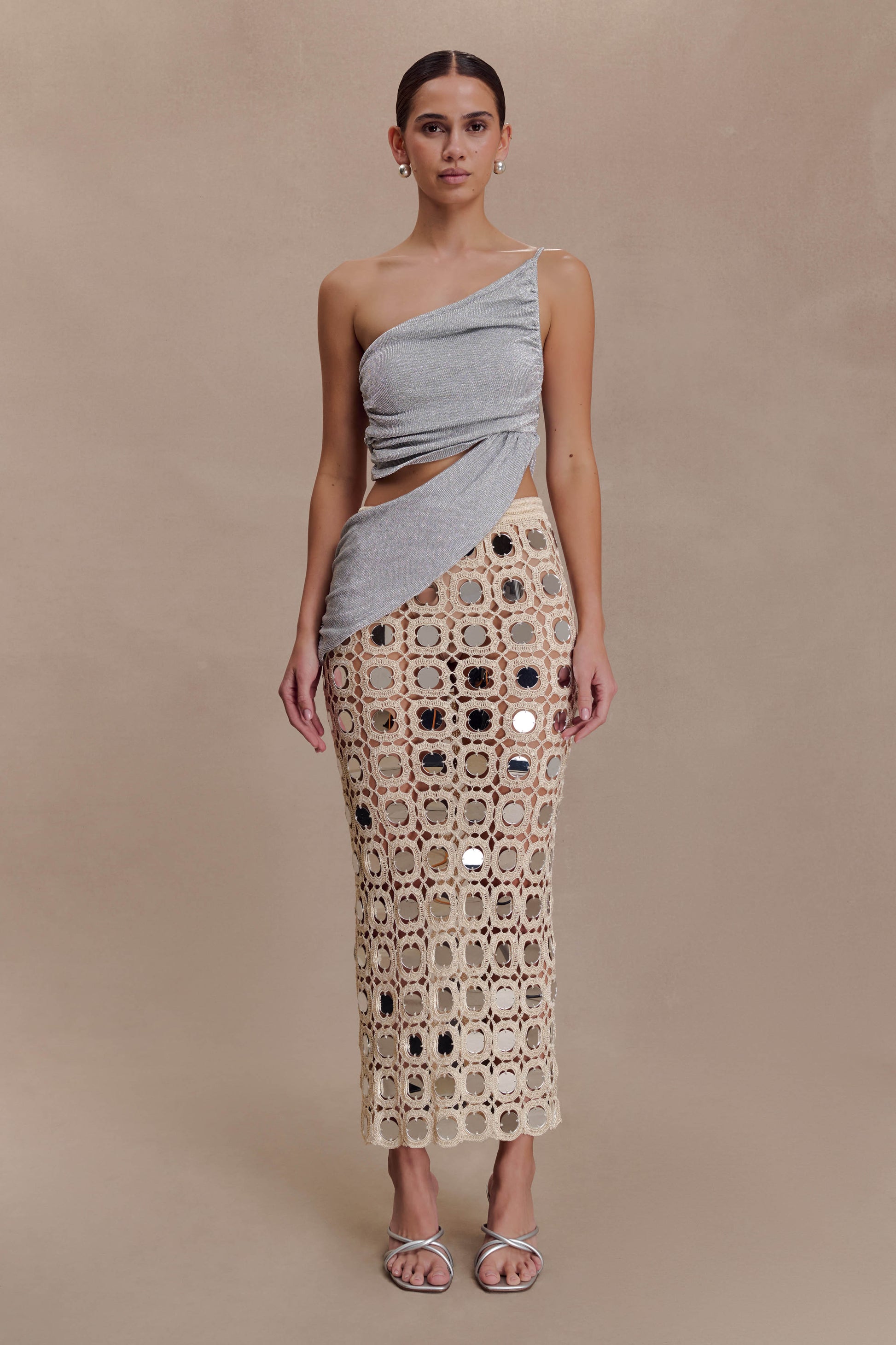 Corah Lurex Drape Knit Top - Silver #8