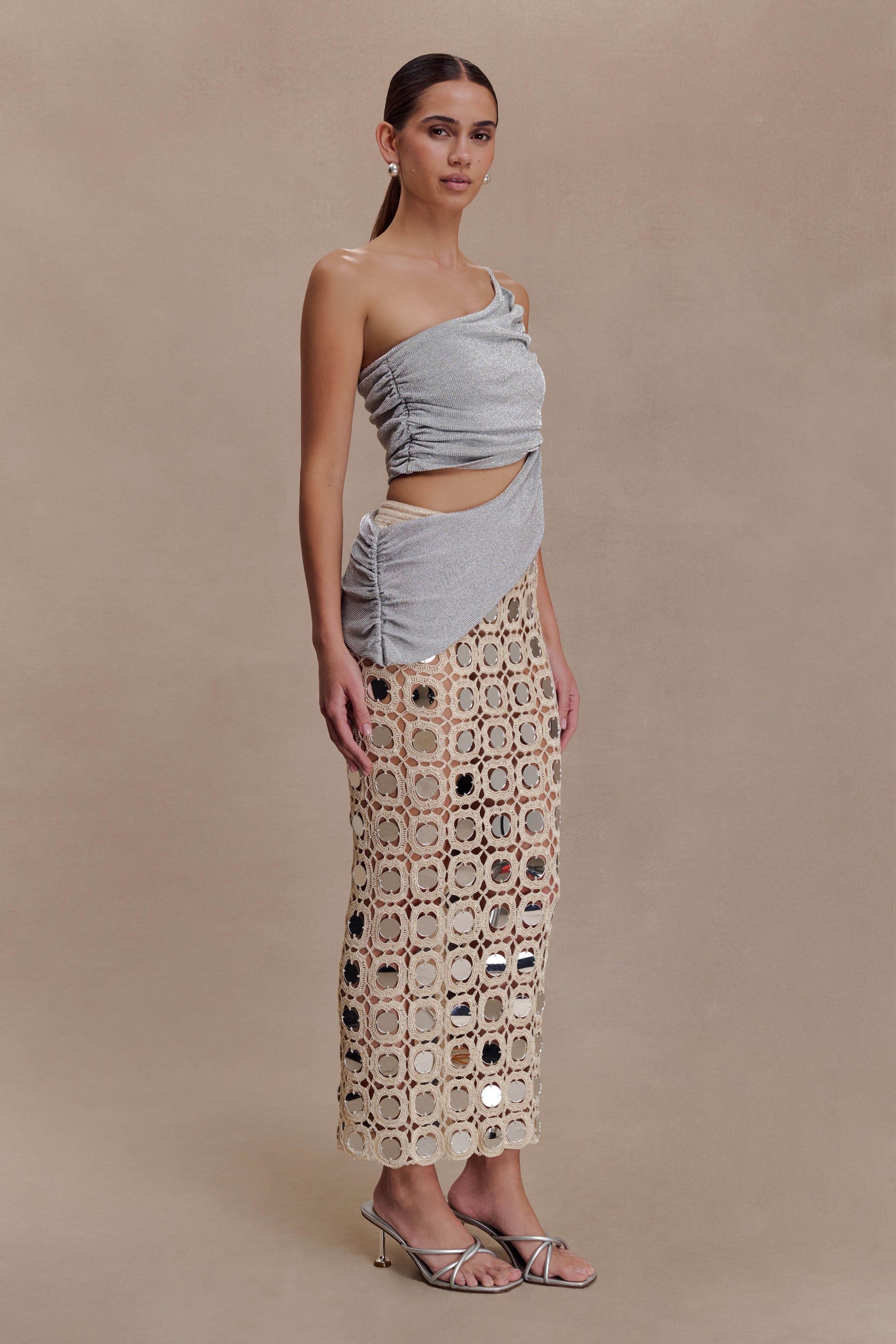 Corah Lurex Drape Knit Top - Silver #5