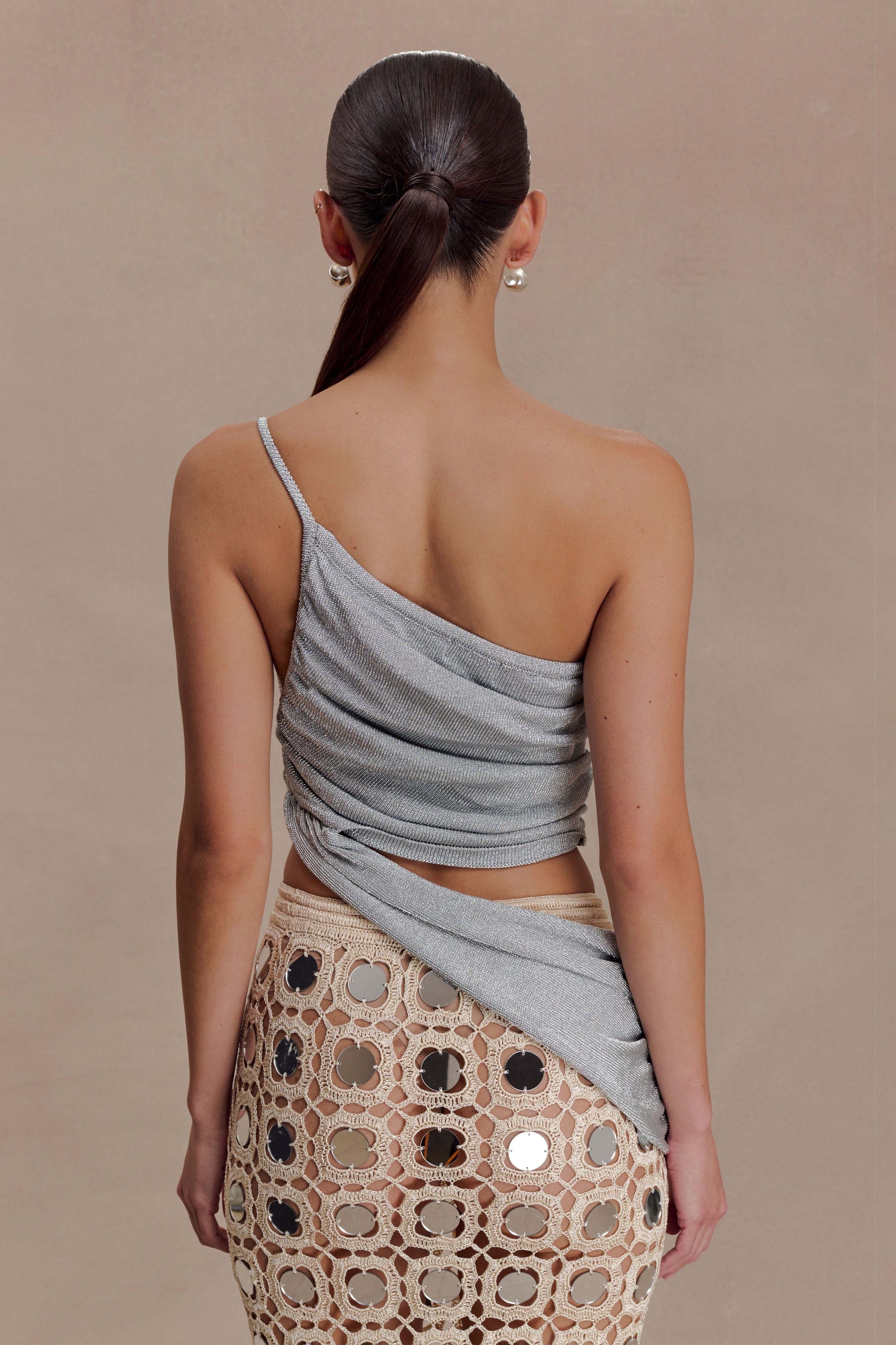 Corah Lurex Drape Knit Top - Silver #6