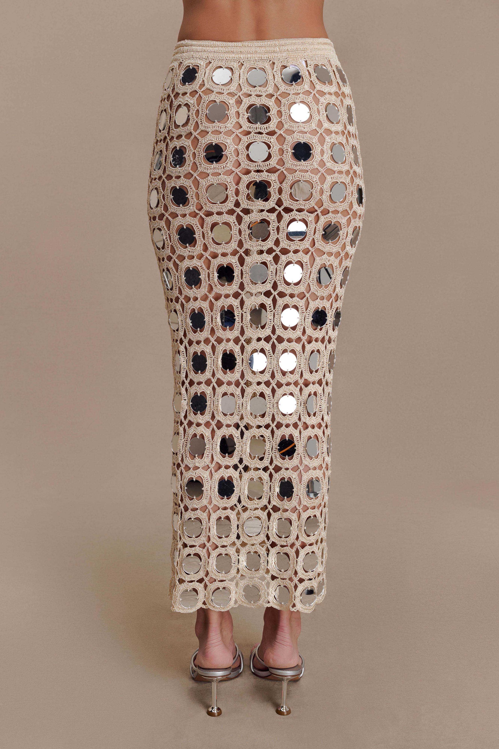 Noel Mirror Knit Midi Skirt - Beige #6