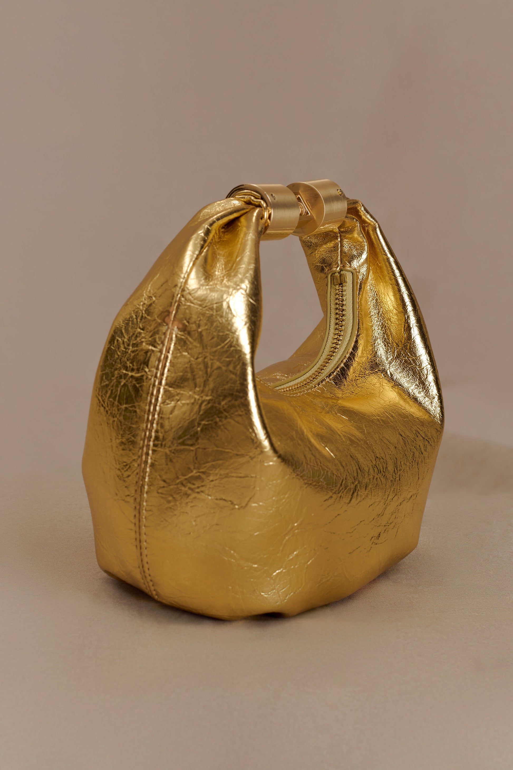 Bristol Mini Croissant Leather Bag - Gold #6