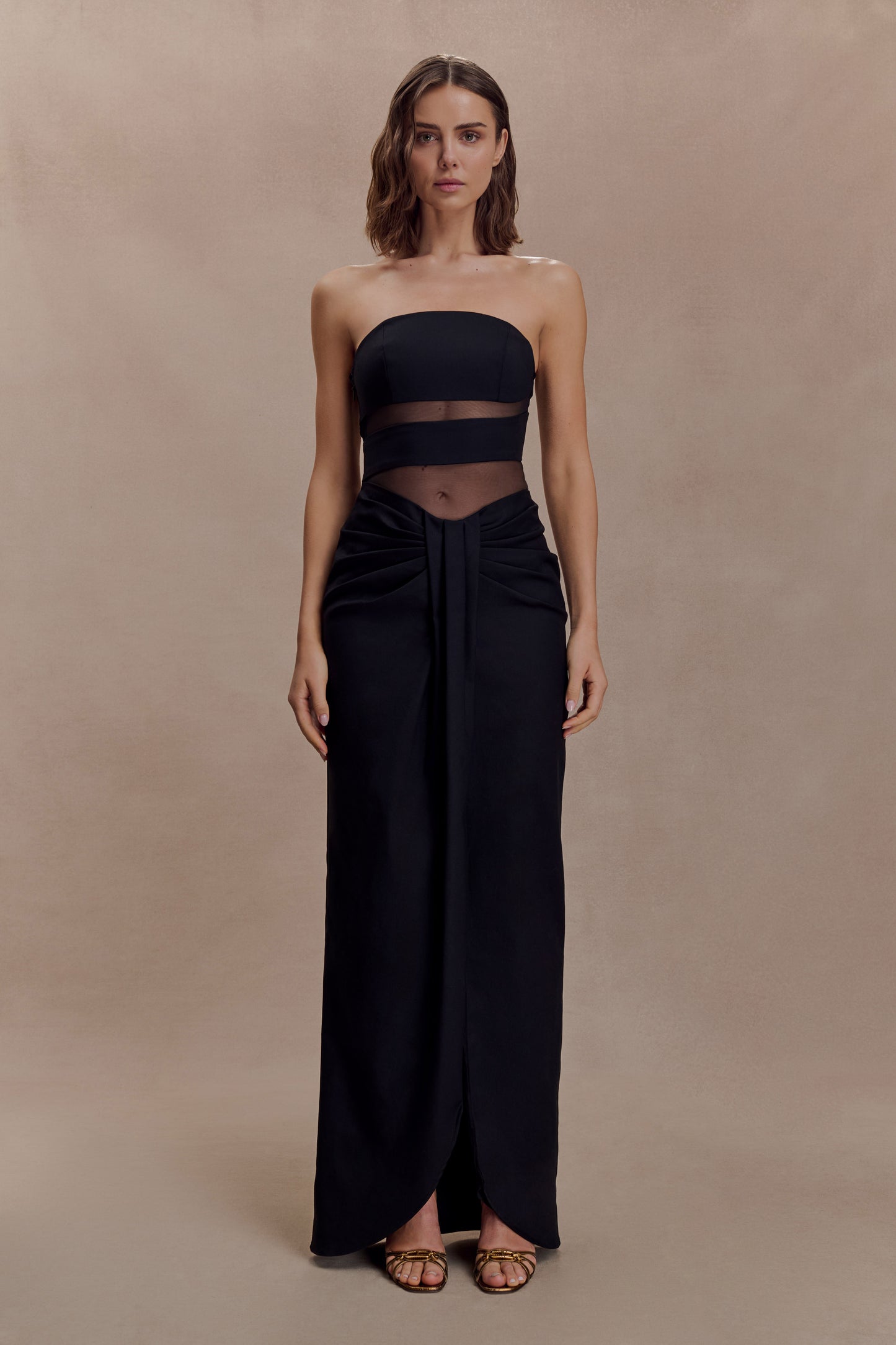 Paulina Cut Out Strapless Maxi Dress - Black