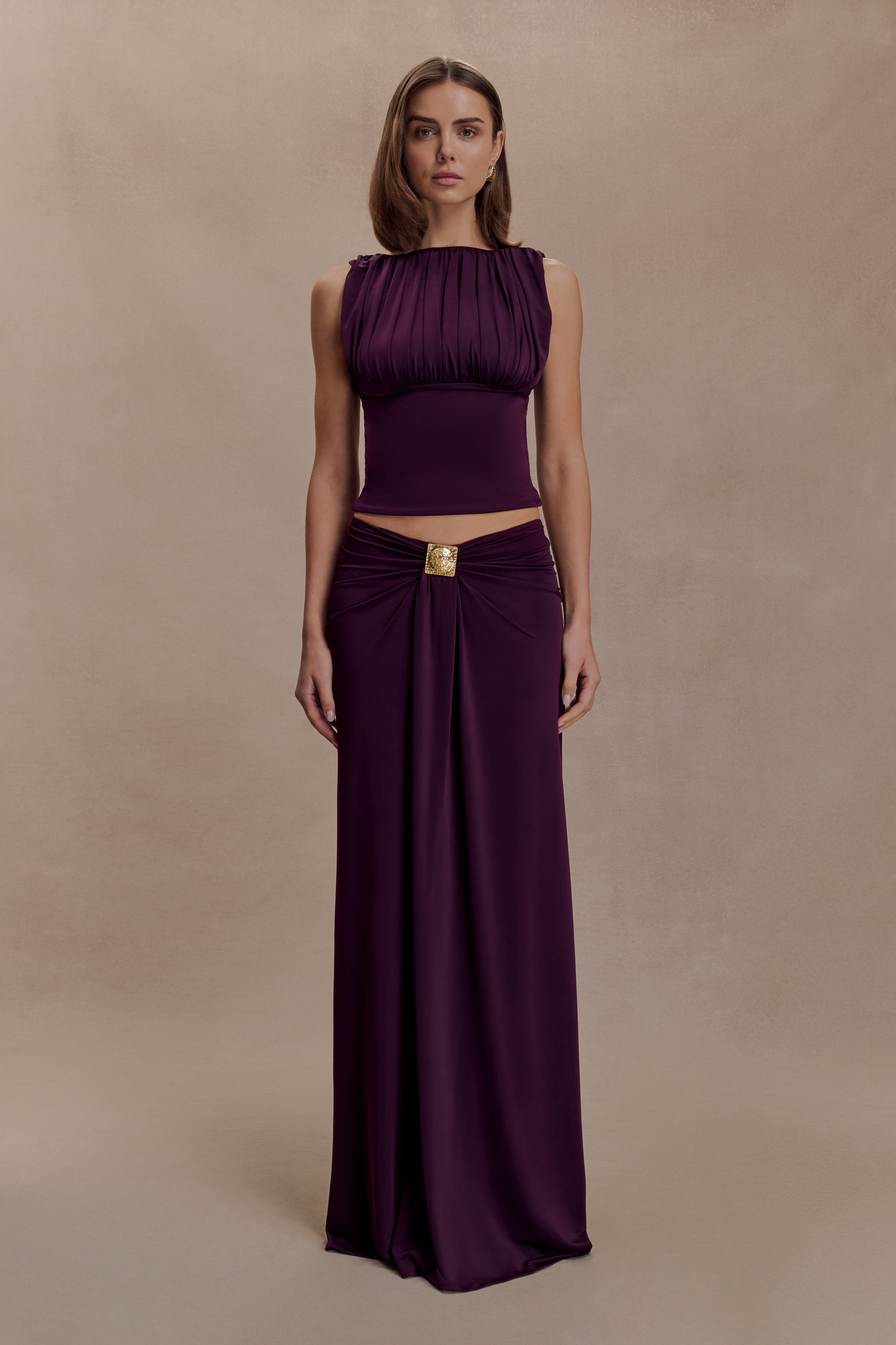 Erina Slinky Open Back Top - Aubergine #7