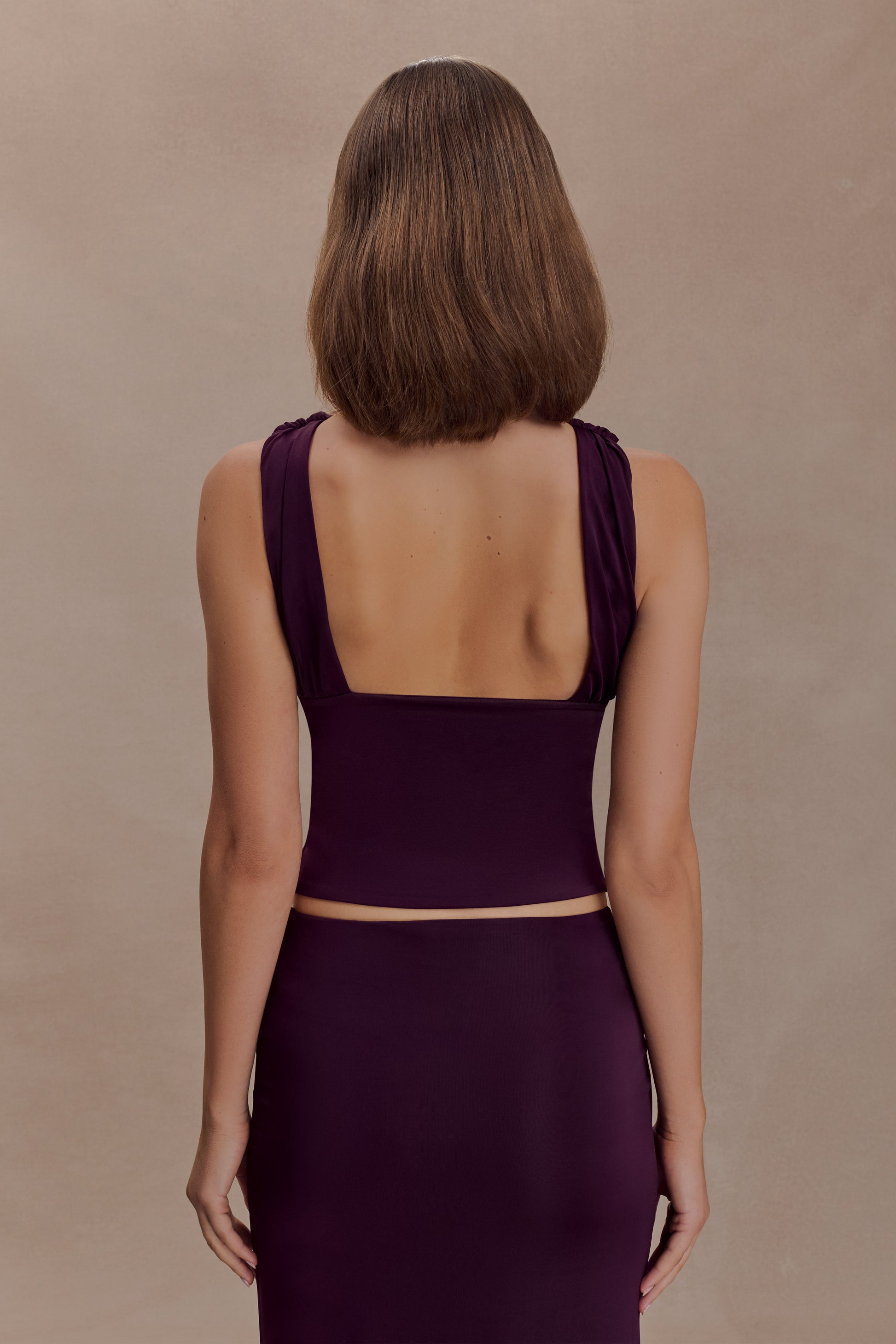Erina Slinky Open Back Top - Aubergine #2