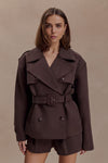 Alden Short Trench Jacket - Chocolate