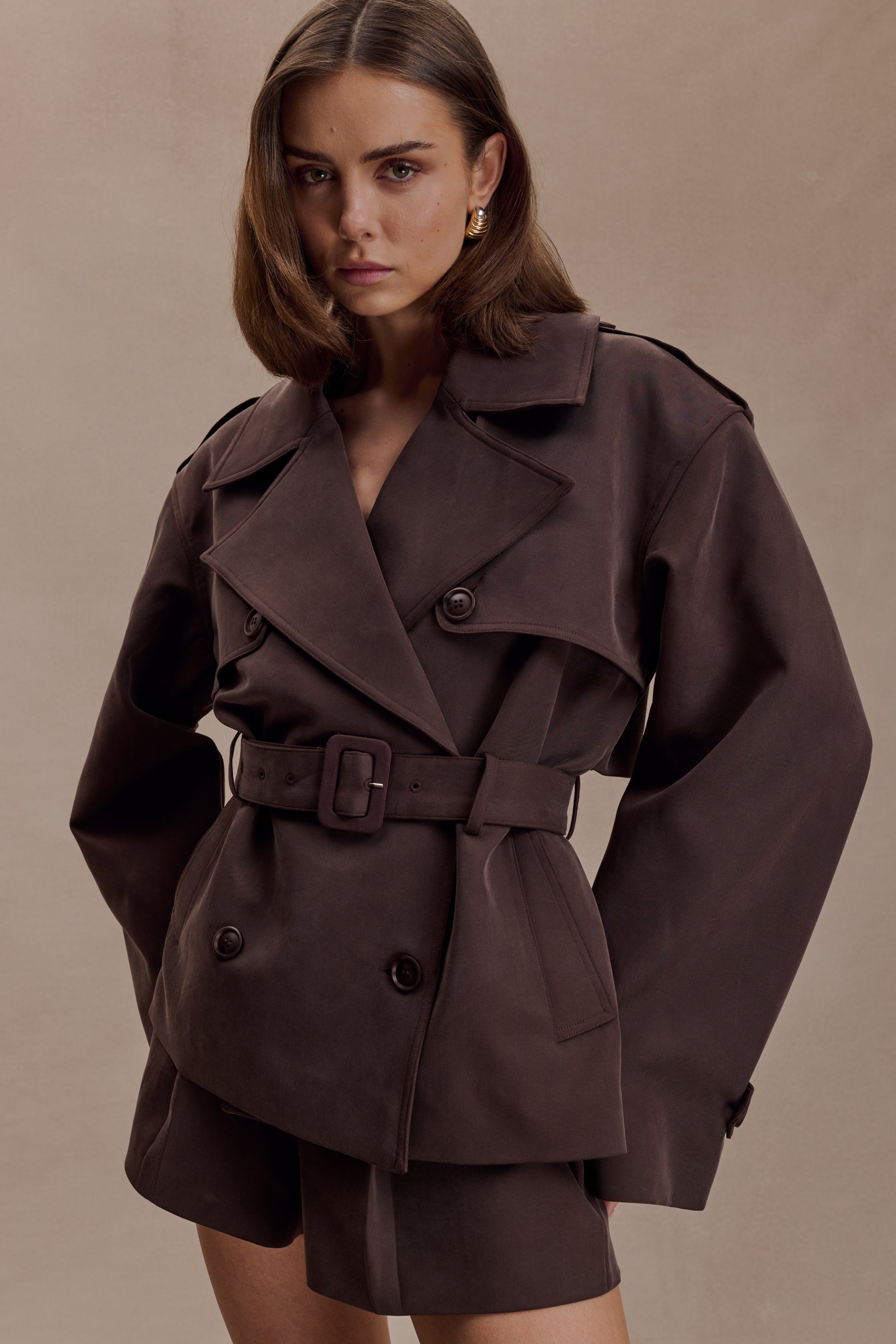 Alden Short Trench Jacket - Chocolate #3