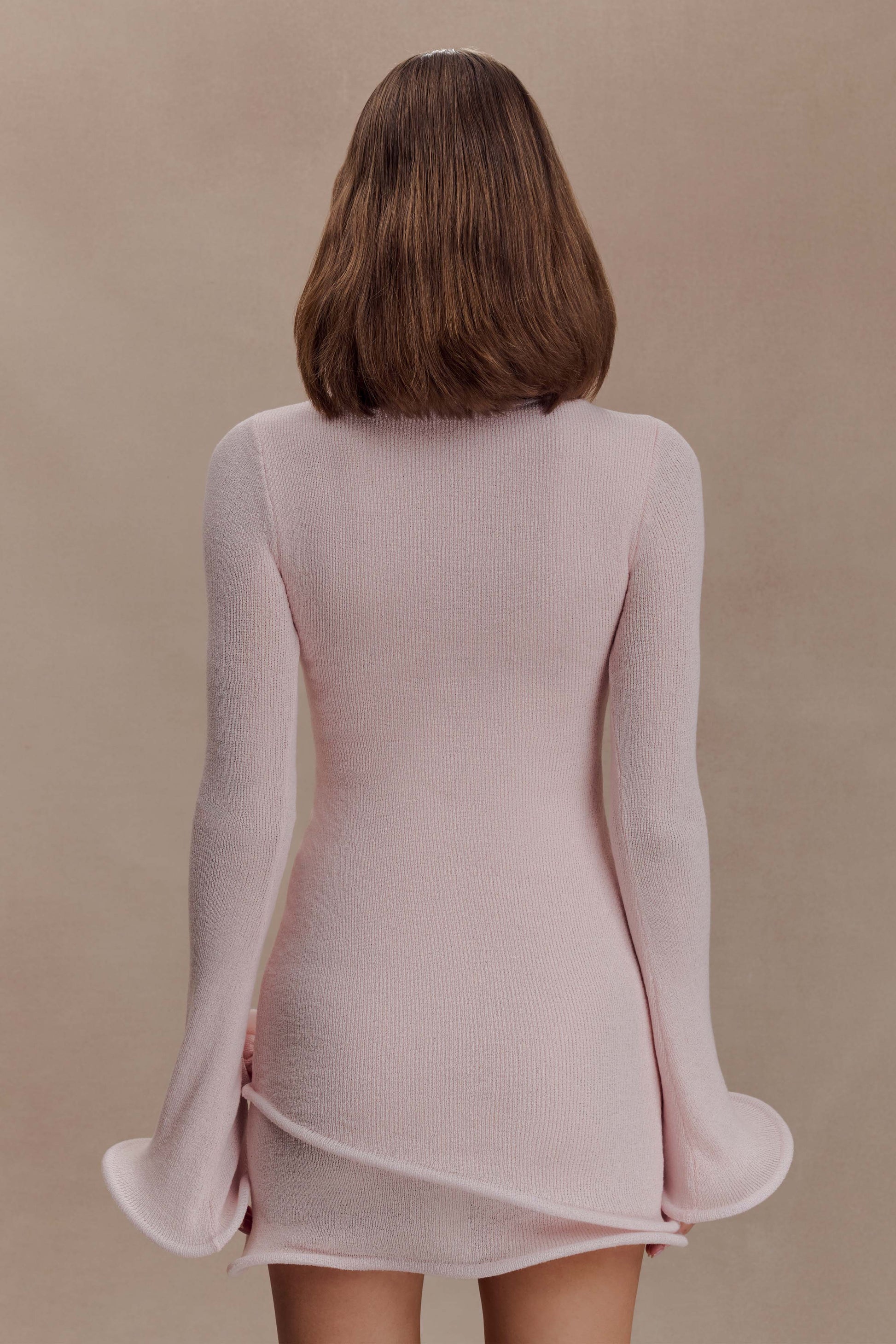 Samira Knit Long Sleeve Mini Dress - Misty Rose #2