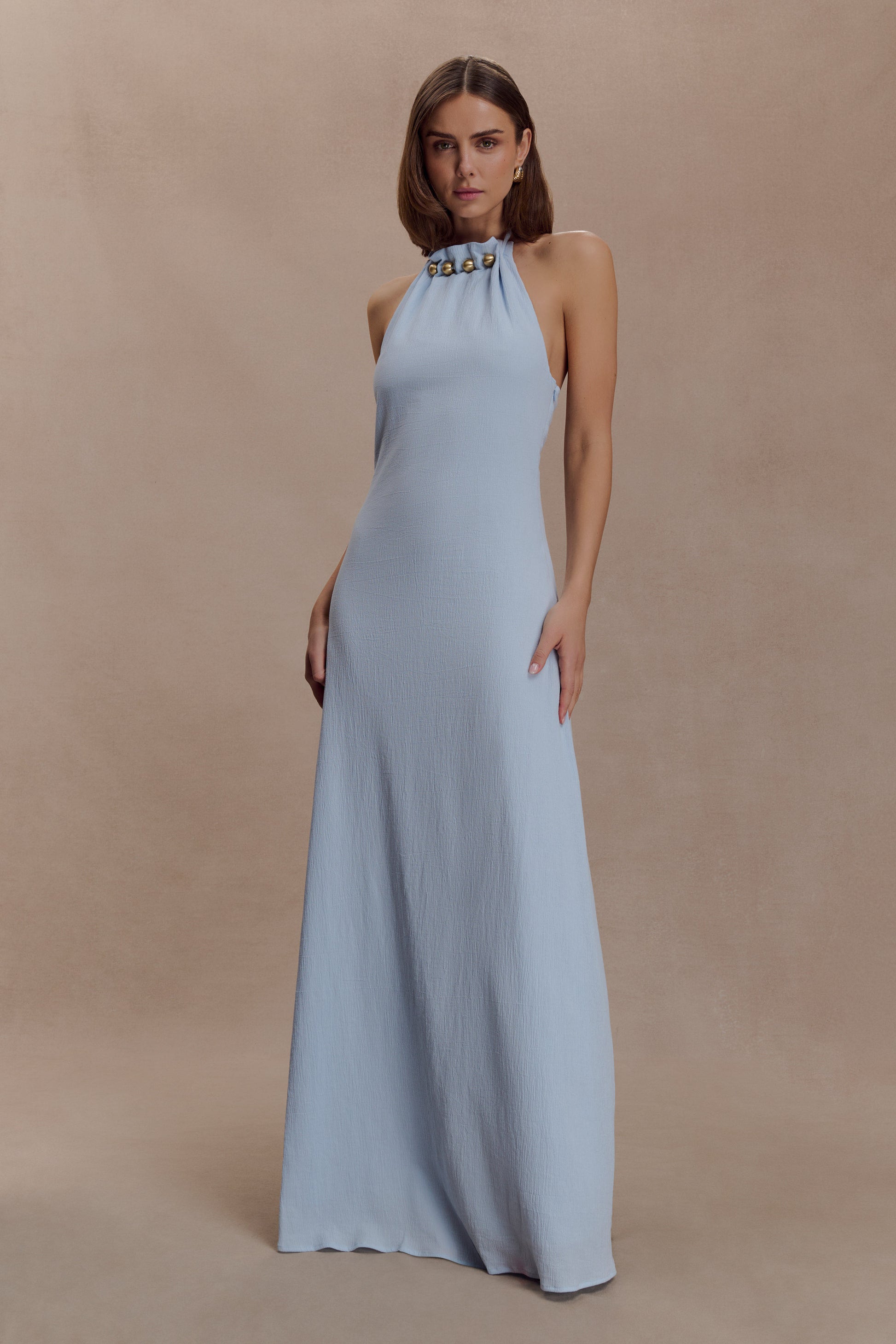 Abeda Cotton Maxi Dress With Hardware - Pale Blue #5