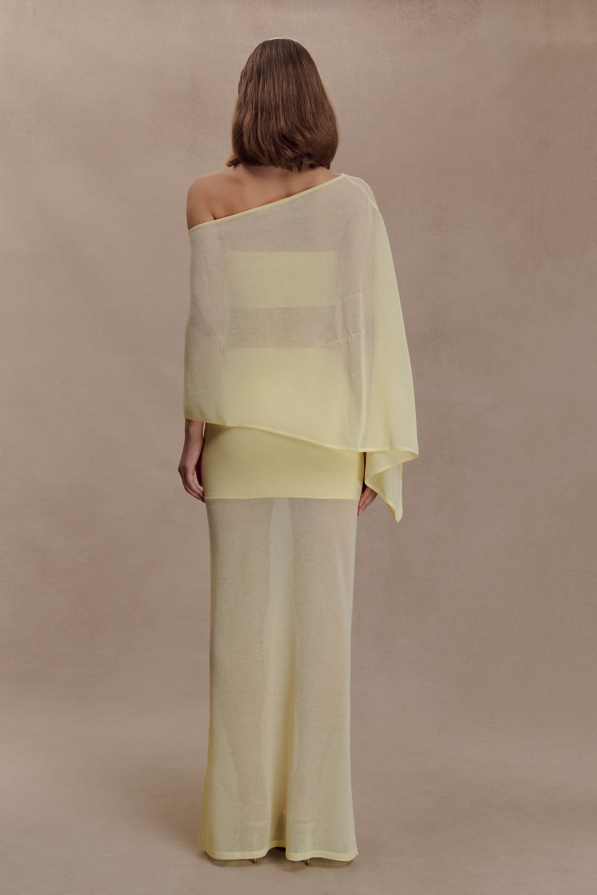 Lyra Sheer Knit Cape - Lemon #4