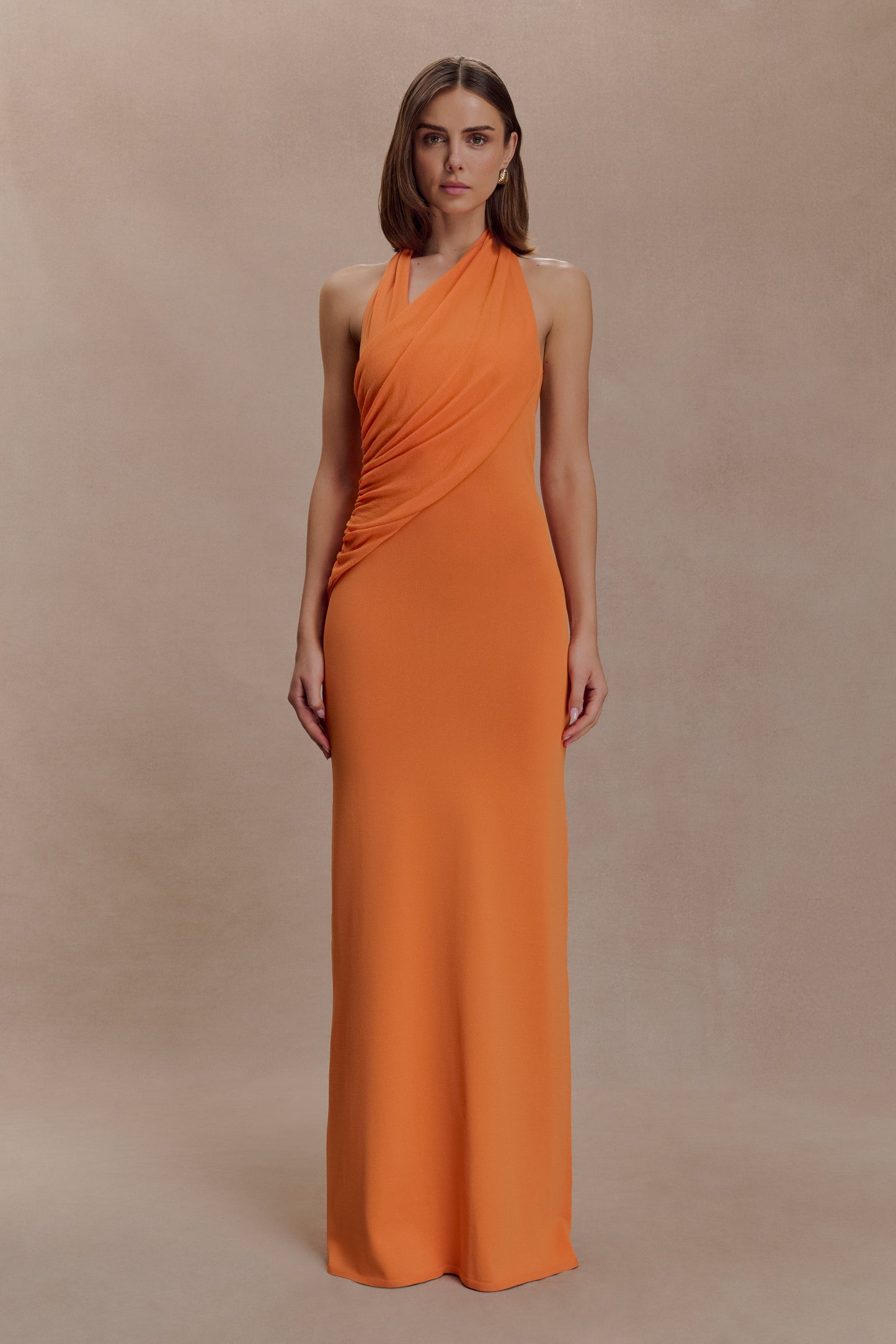 Elma Halter Knit Maxi Dress - Orange