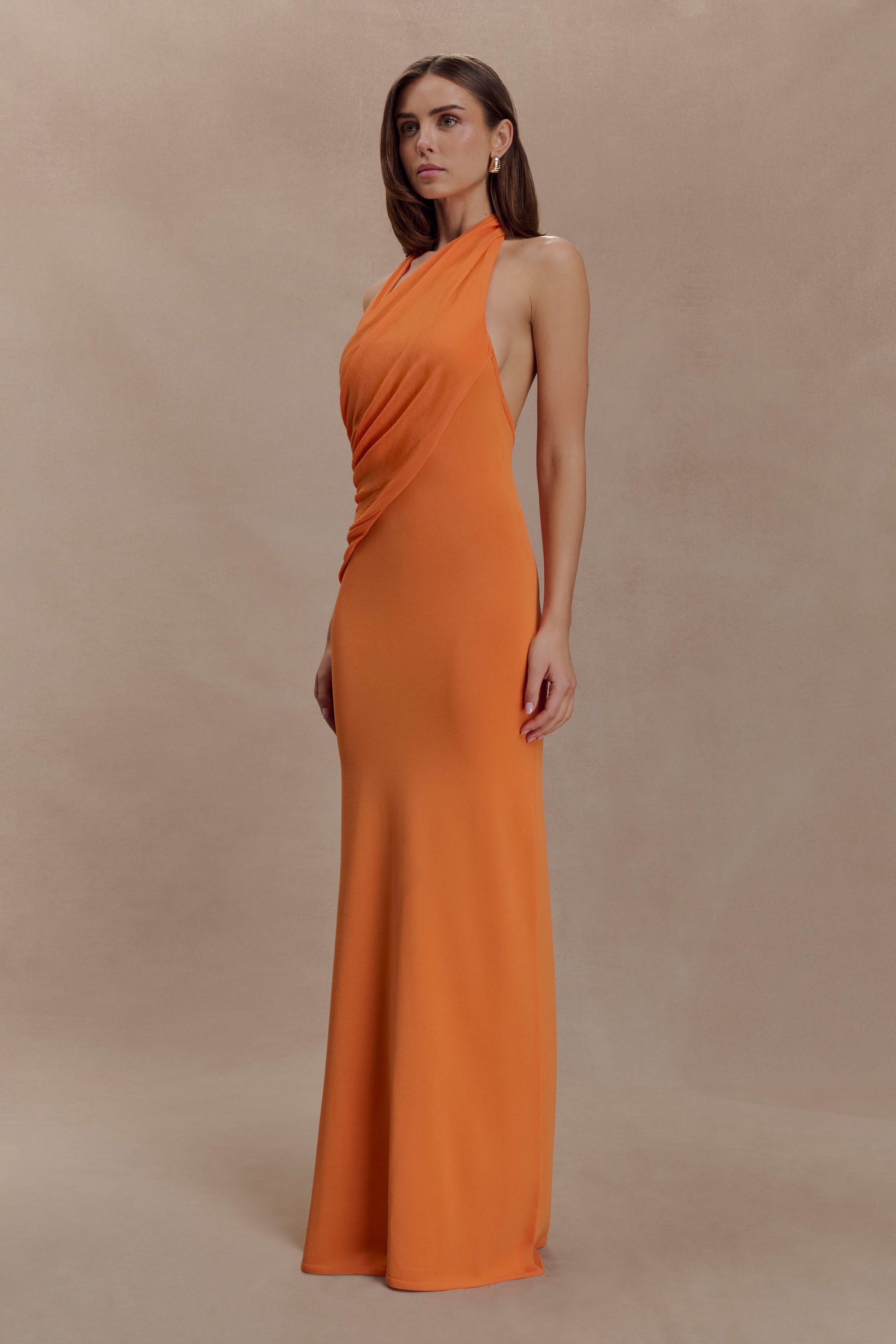 Elma Halter Knit Maxi Dress - Orange #3