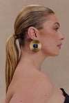 Maisie Round Gemstone Earrings - Gold