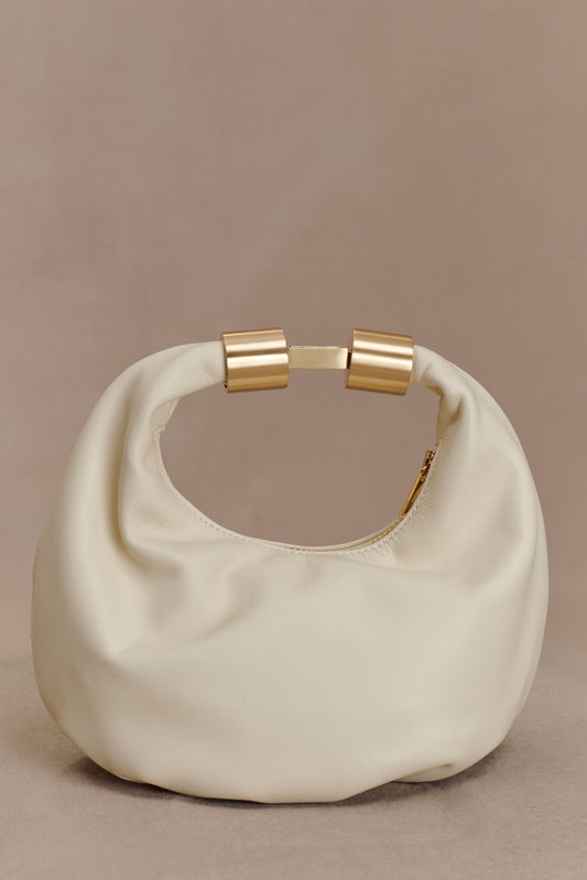 Bristol Mini Croissant Leather Bag - Ivory