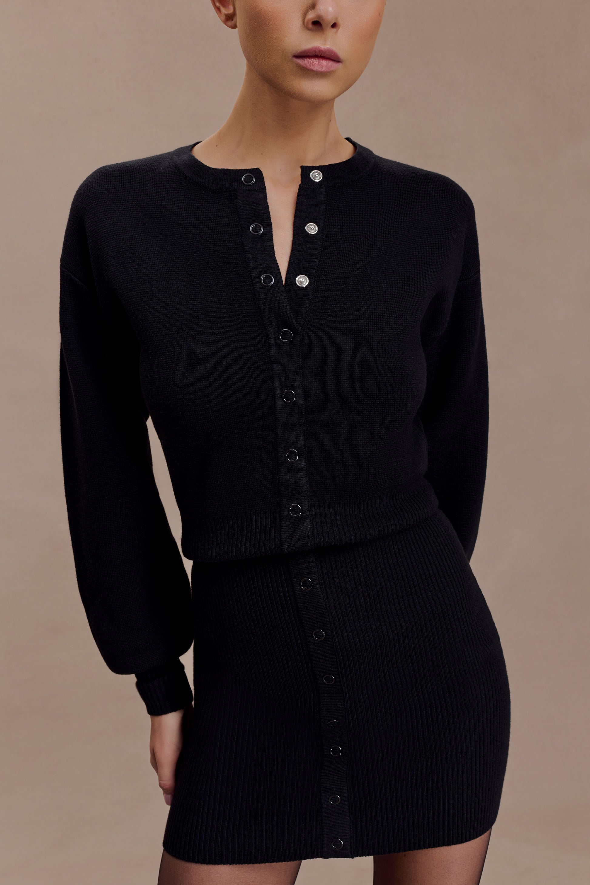 Xaden Wool Mix Knit Mini Dress - Black #3