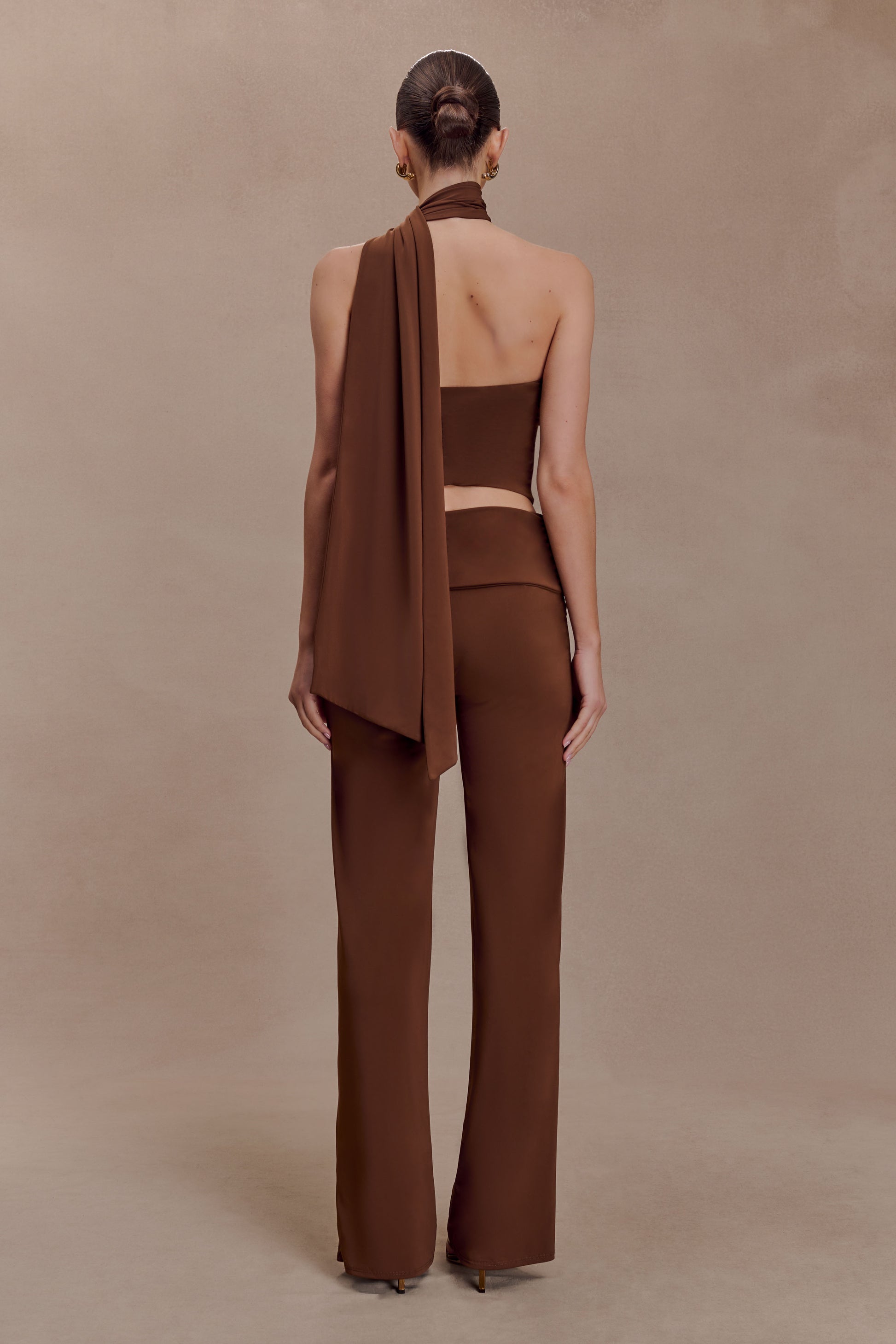 Lydia Slinky Asymmetrical Halter Top - Chocolate #5