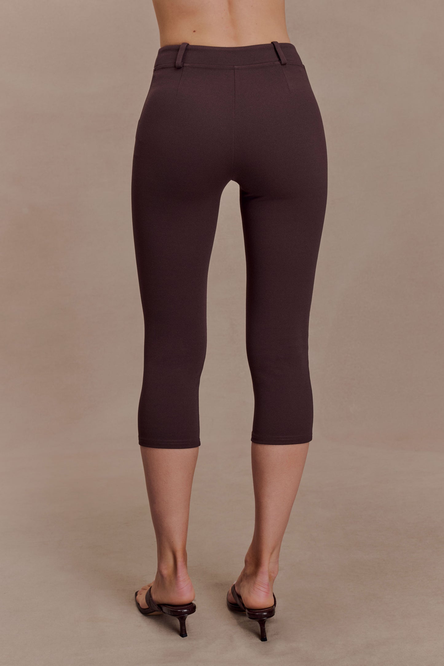 Blanca Stretch Crepe Capri Pants - Chocolate